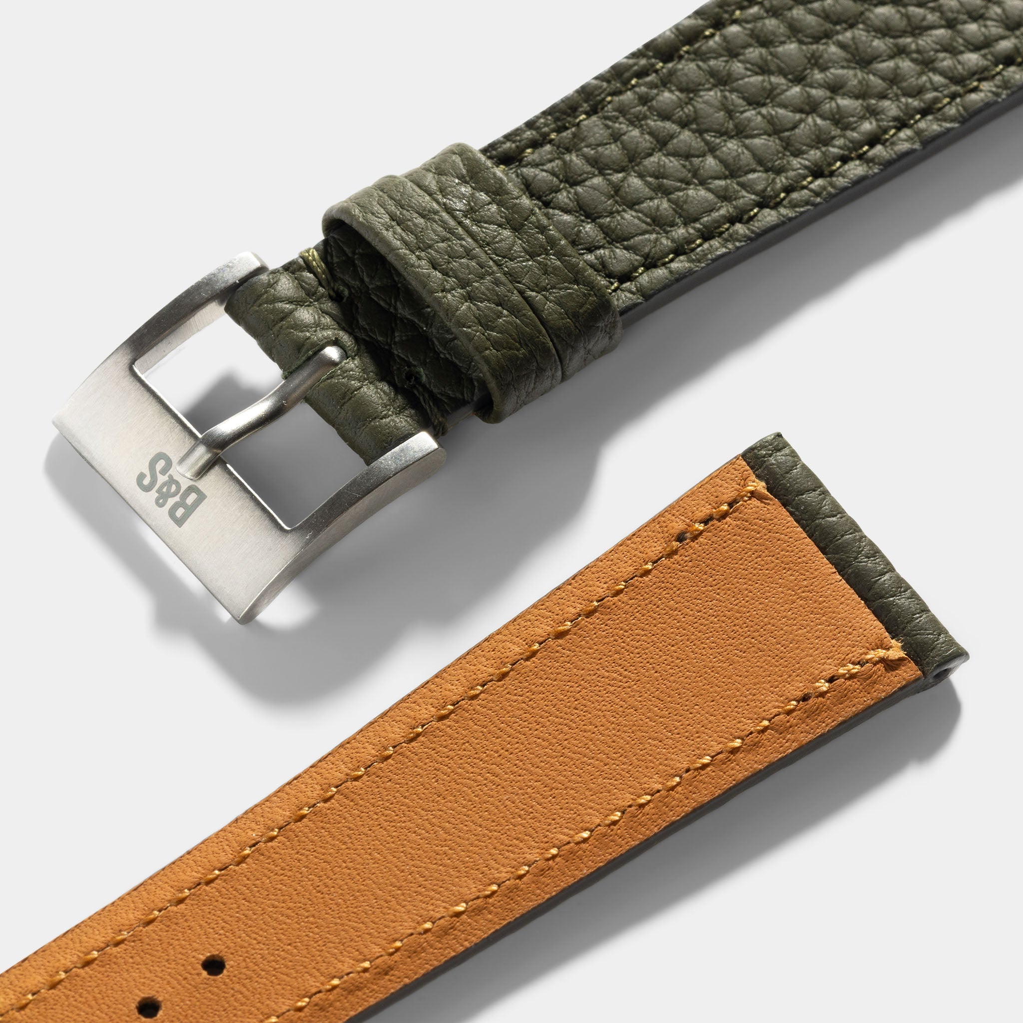 Grana Olive Tonal Leather Watch Strap