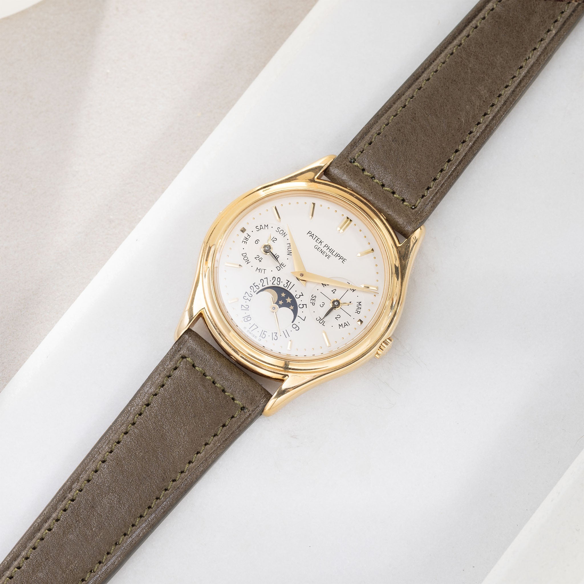 Olive Green Boxed Smooth Calfskin Watch Strap - Classic Dress