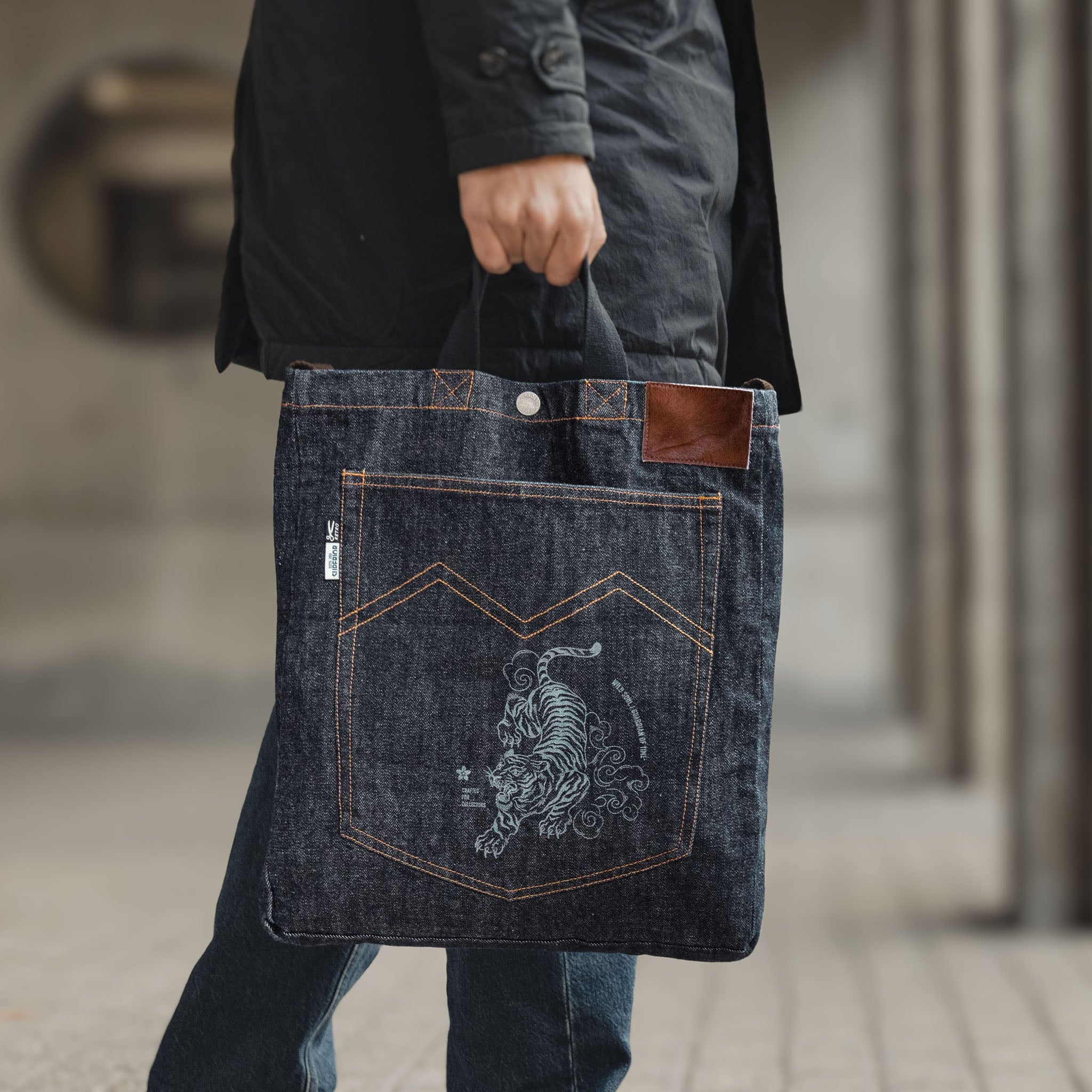 The Tiger Denim Tote – Raw Soul Edition