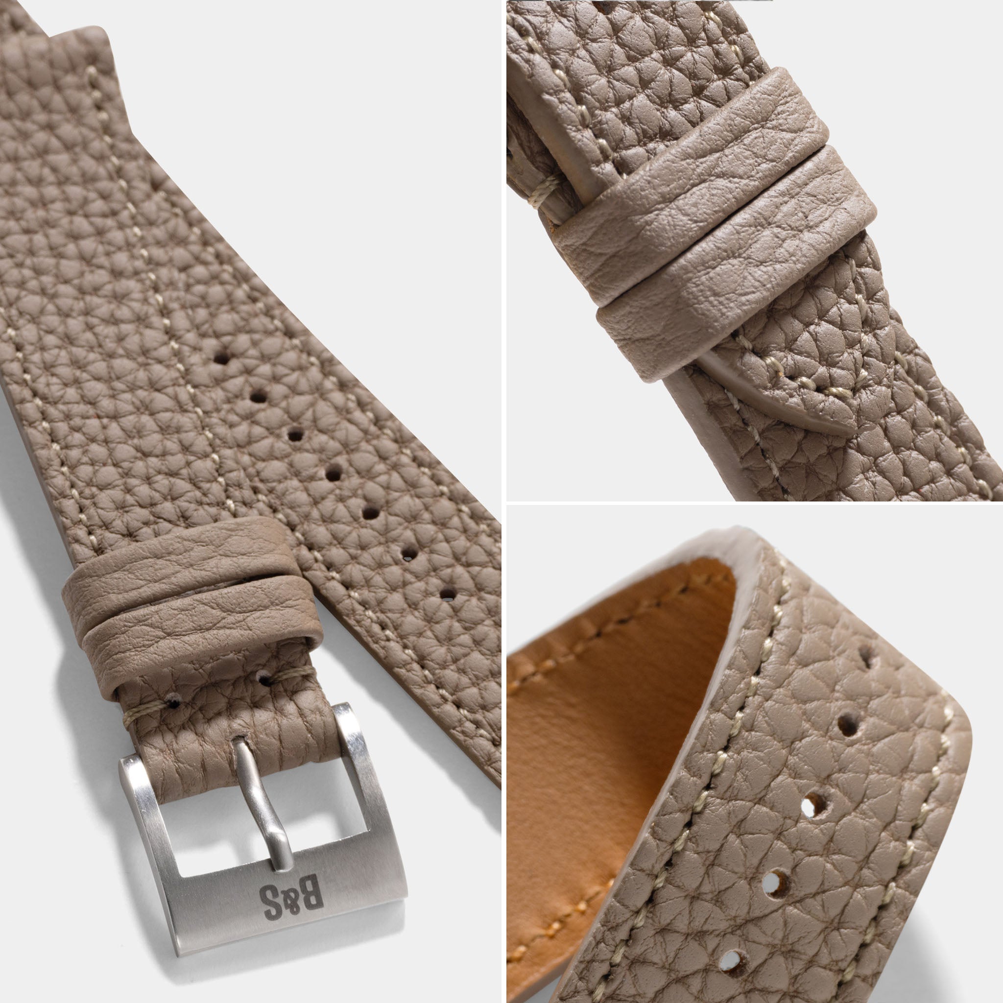 Grana Taupe Grey Tonal Leather Watch Strap