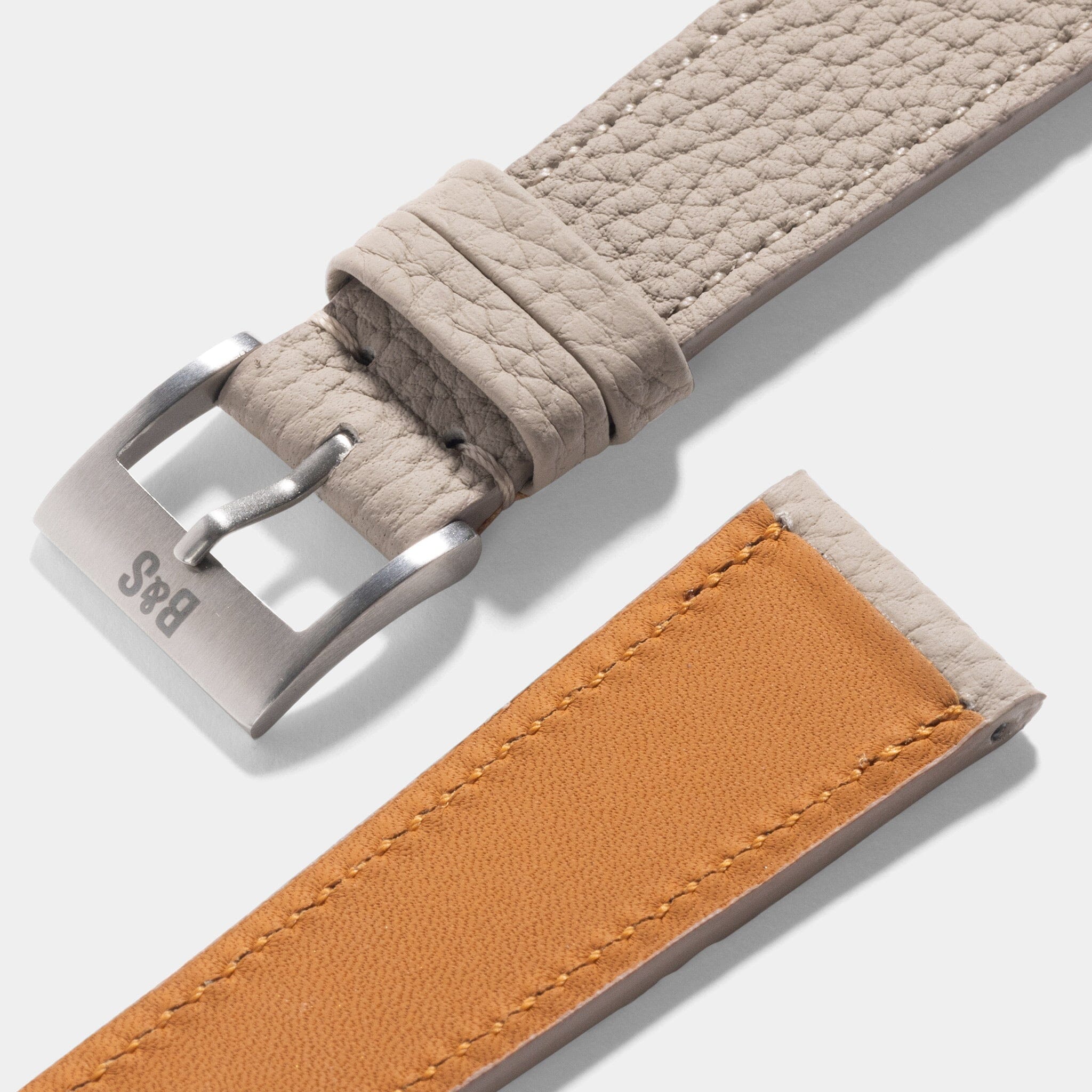 Togo Light Grey Tonal Leather Watch Strap