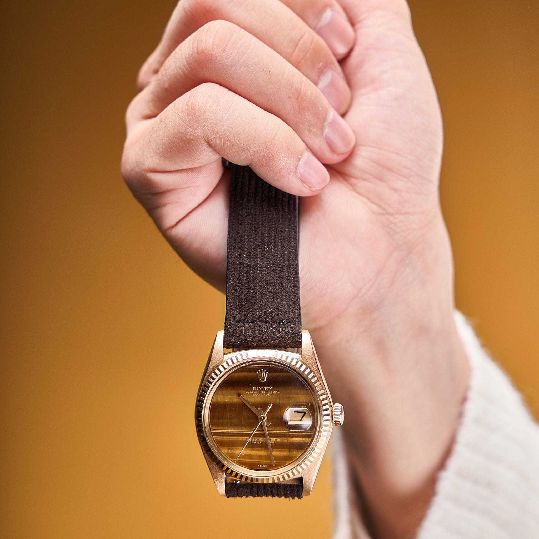 Velvet Style Brown Suede Leather Watch Strap