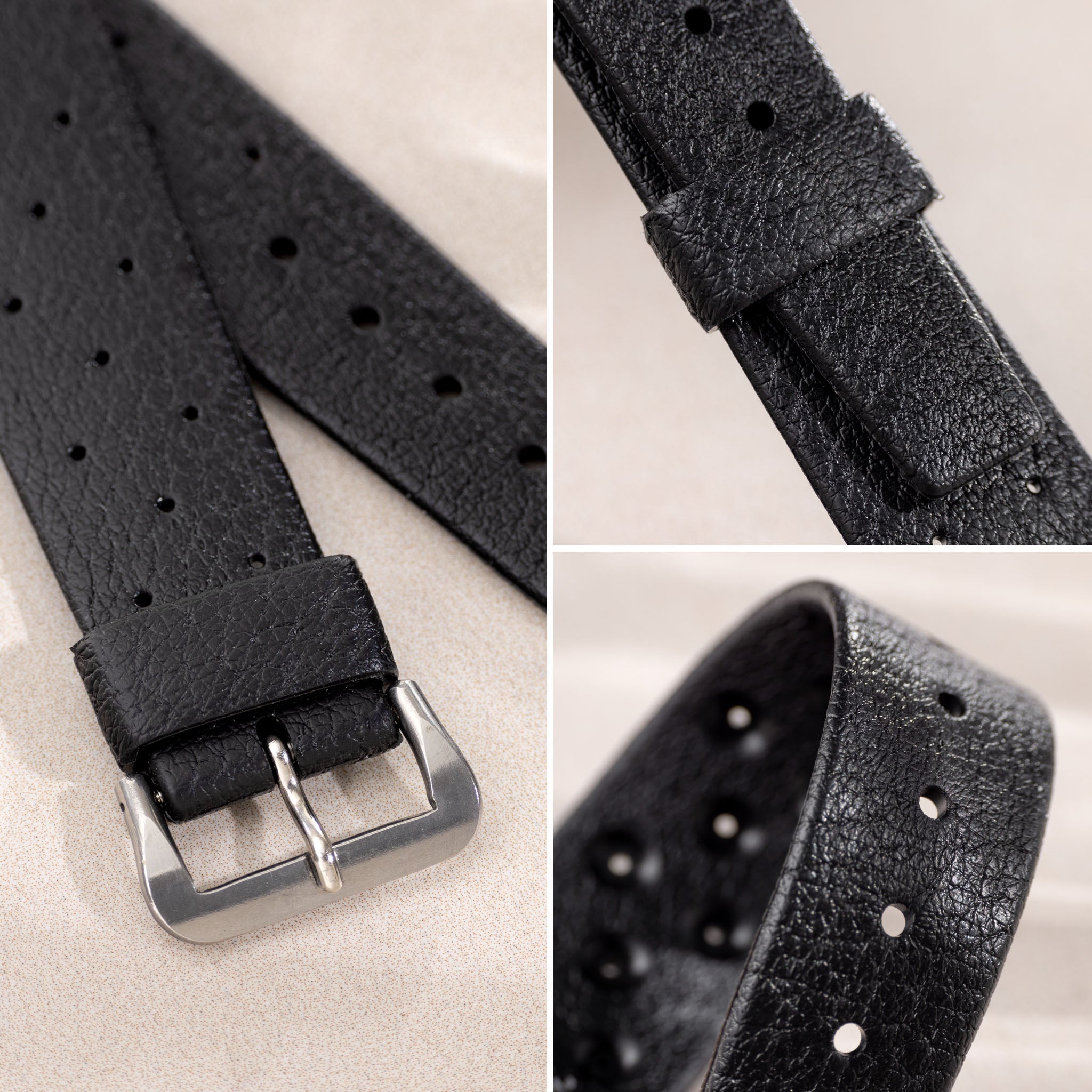 Vintage NOS Swiss Tropic Star Black Rubber Watch Strap