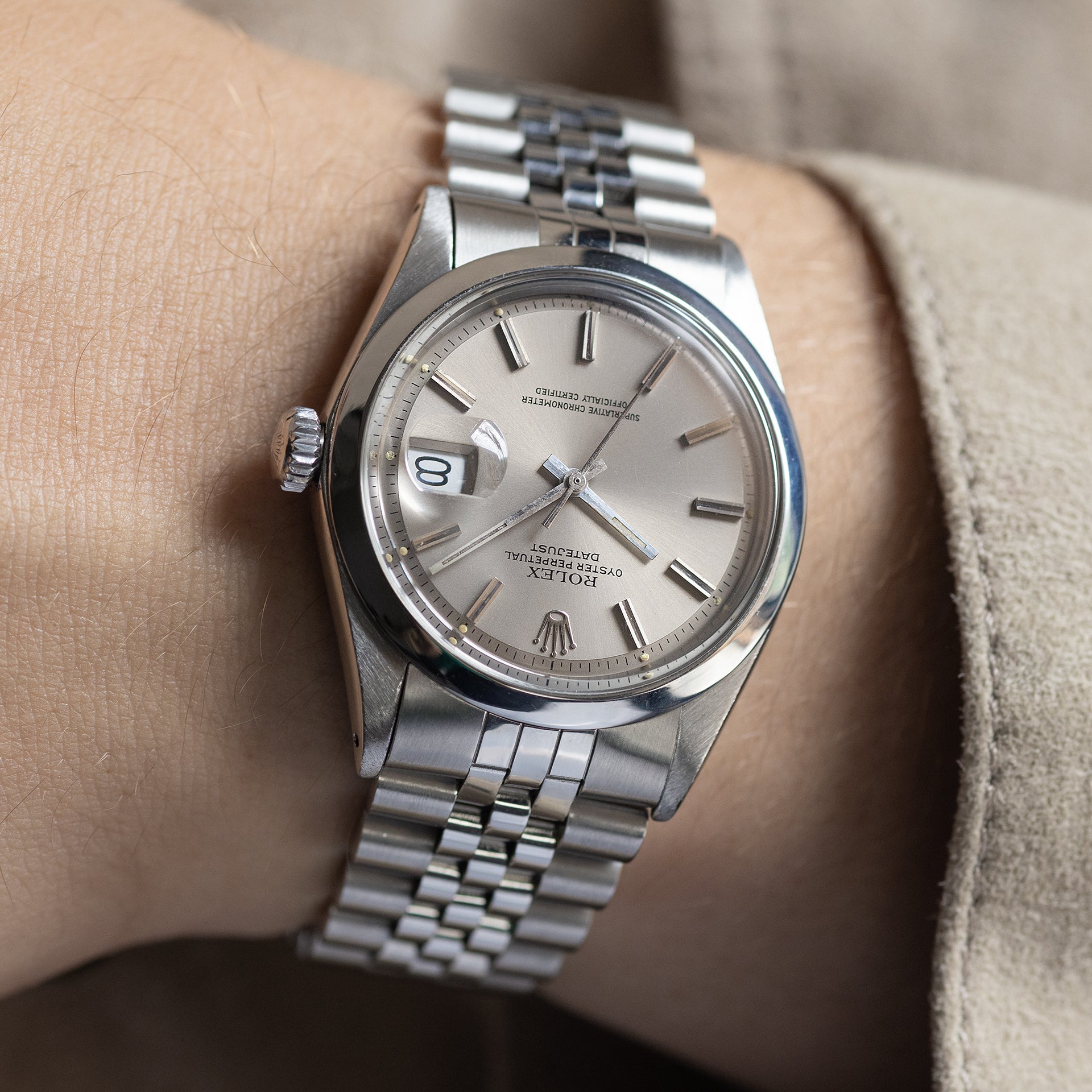 Rolex Datejust 1600 Pale Grey Dial Smooth Bezel