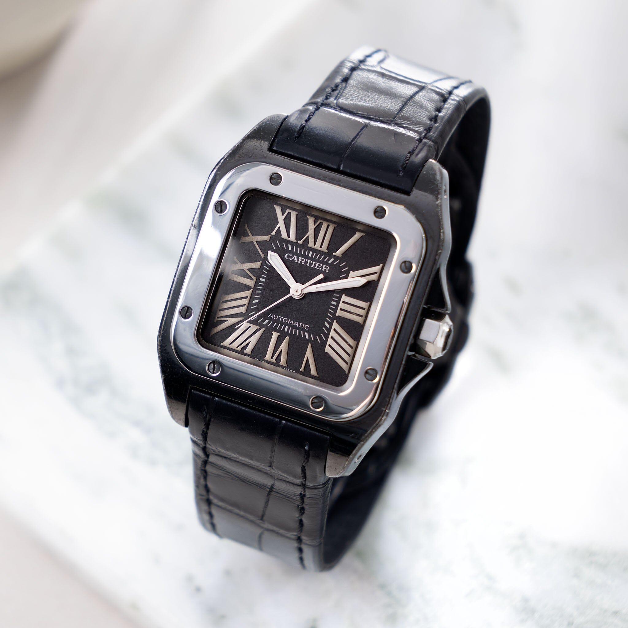 Cartier santos shop 100 leather strap