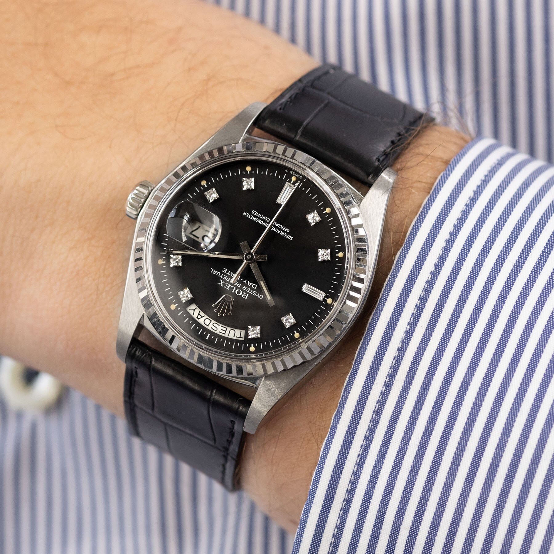 rolex day date rolex con cinturino nero