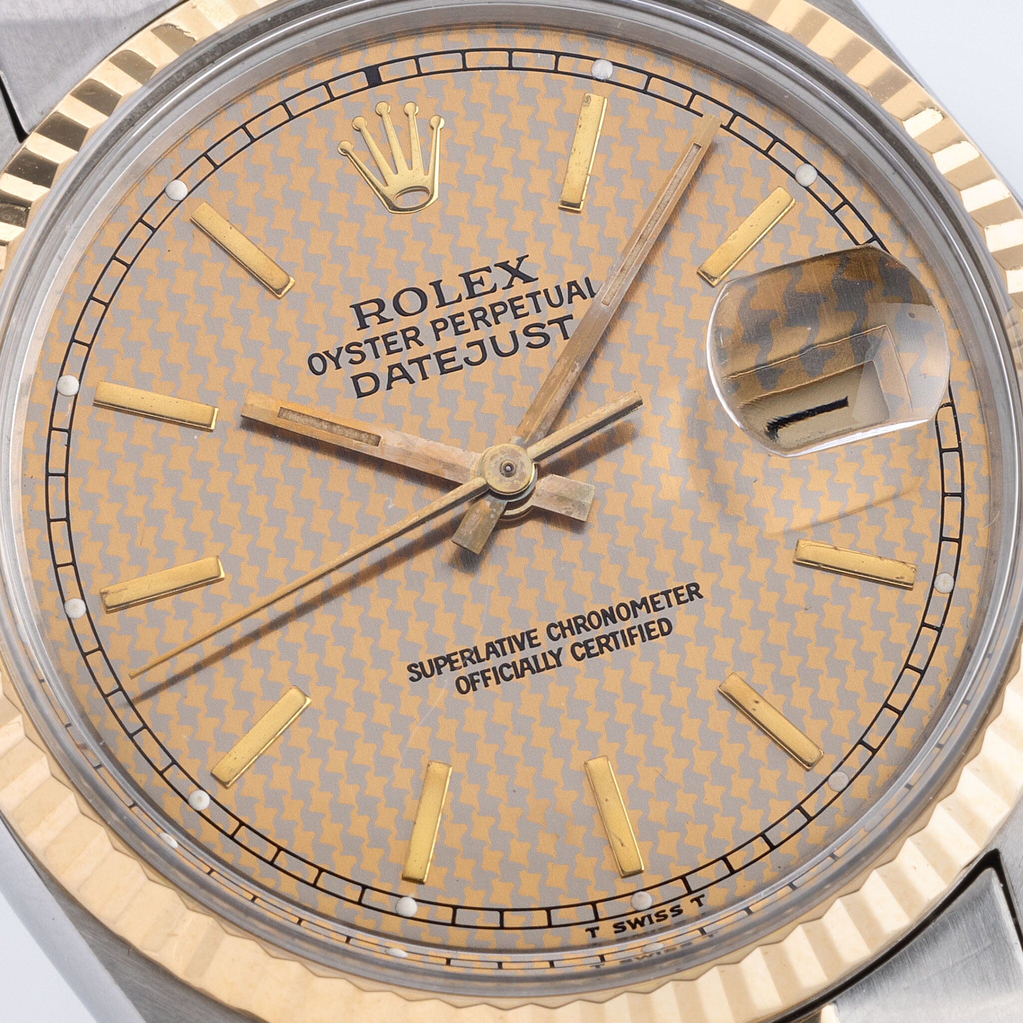 Rolex Datejust 16013 Steel and Yellow Gold Houndstooth Dial