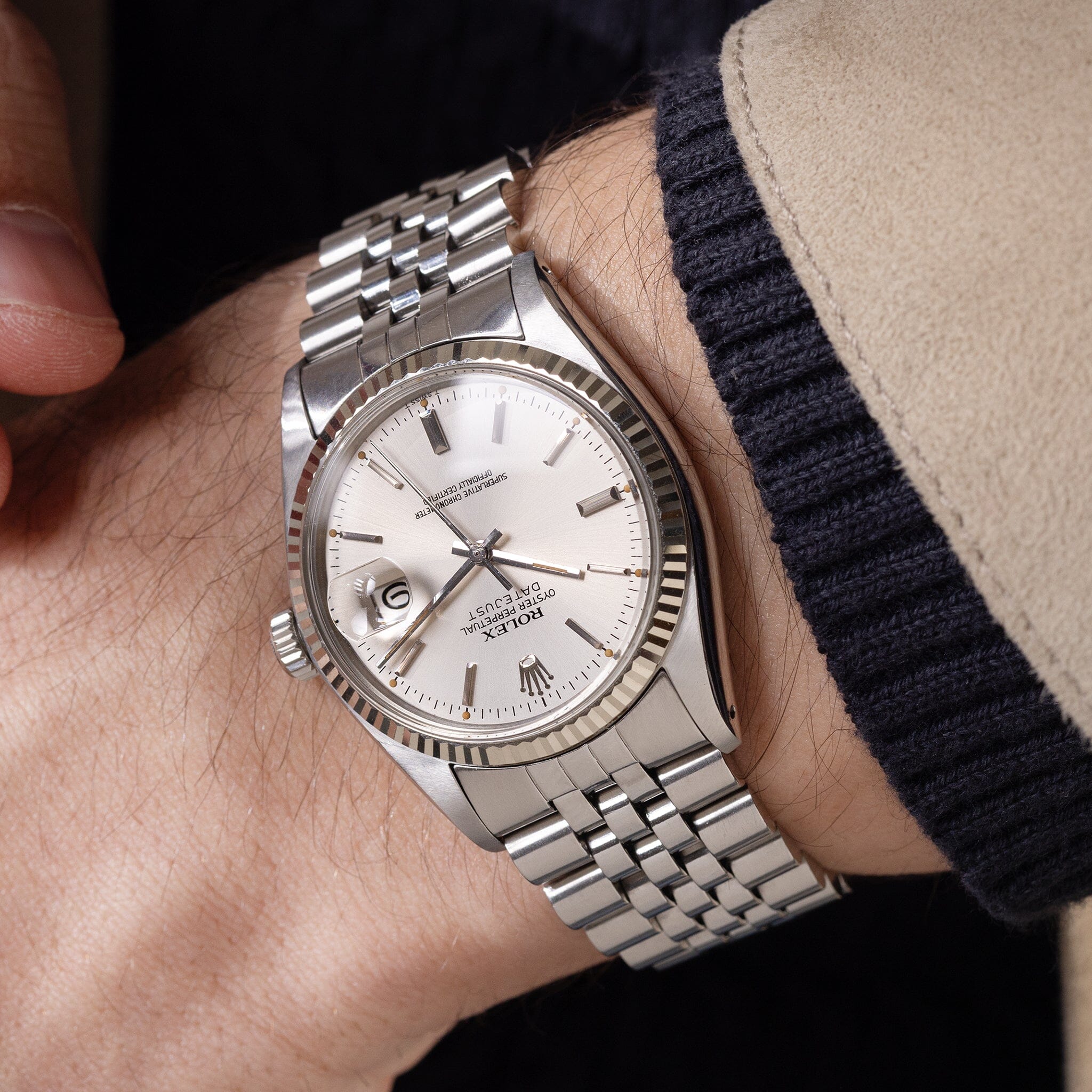 Rolex Datejust Silver Soleil Dial Ref 16014