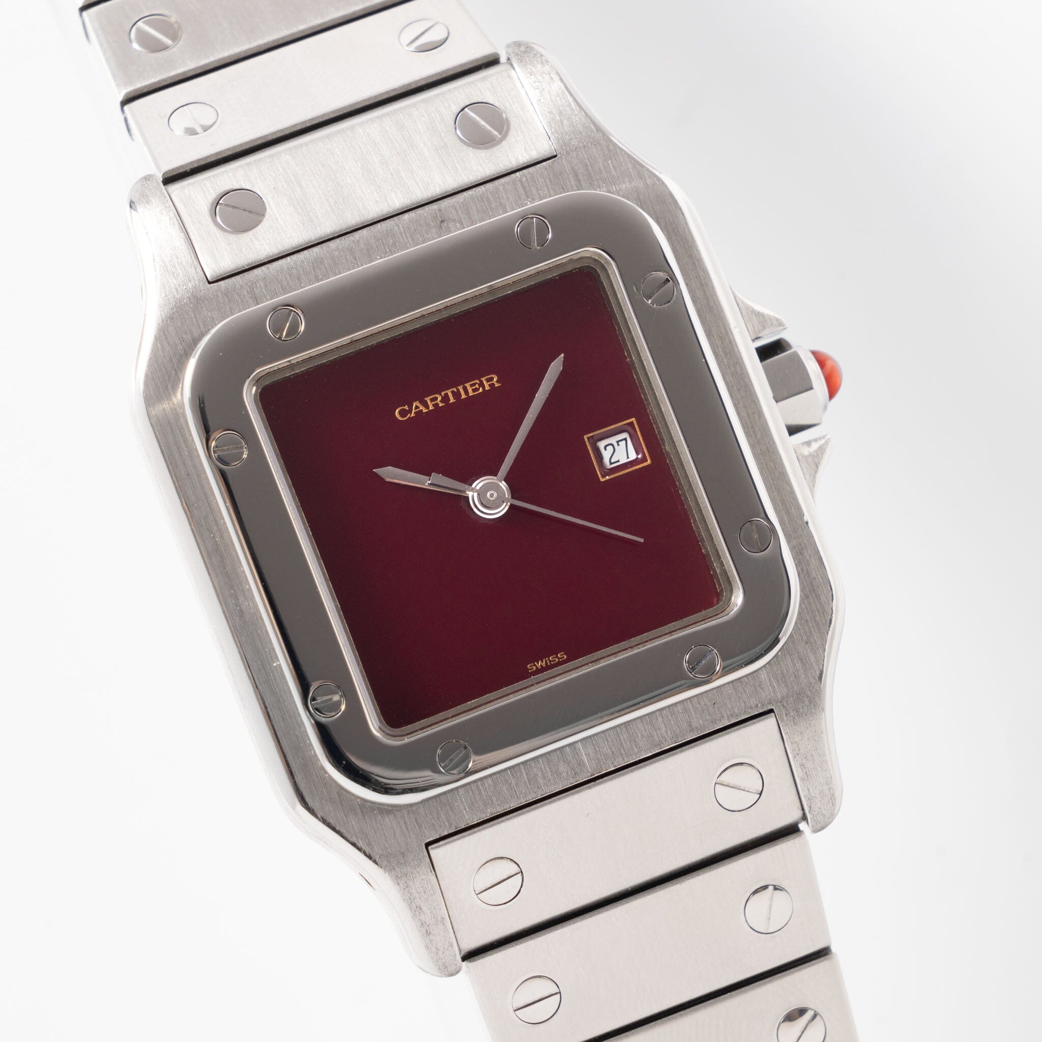 Cartier Santos Carrée Steel with Burgundy Dial Ref 2960