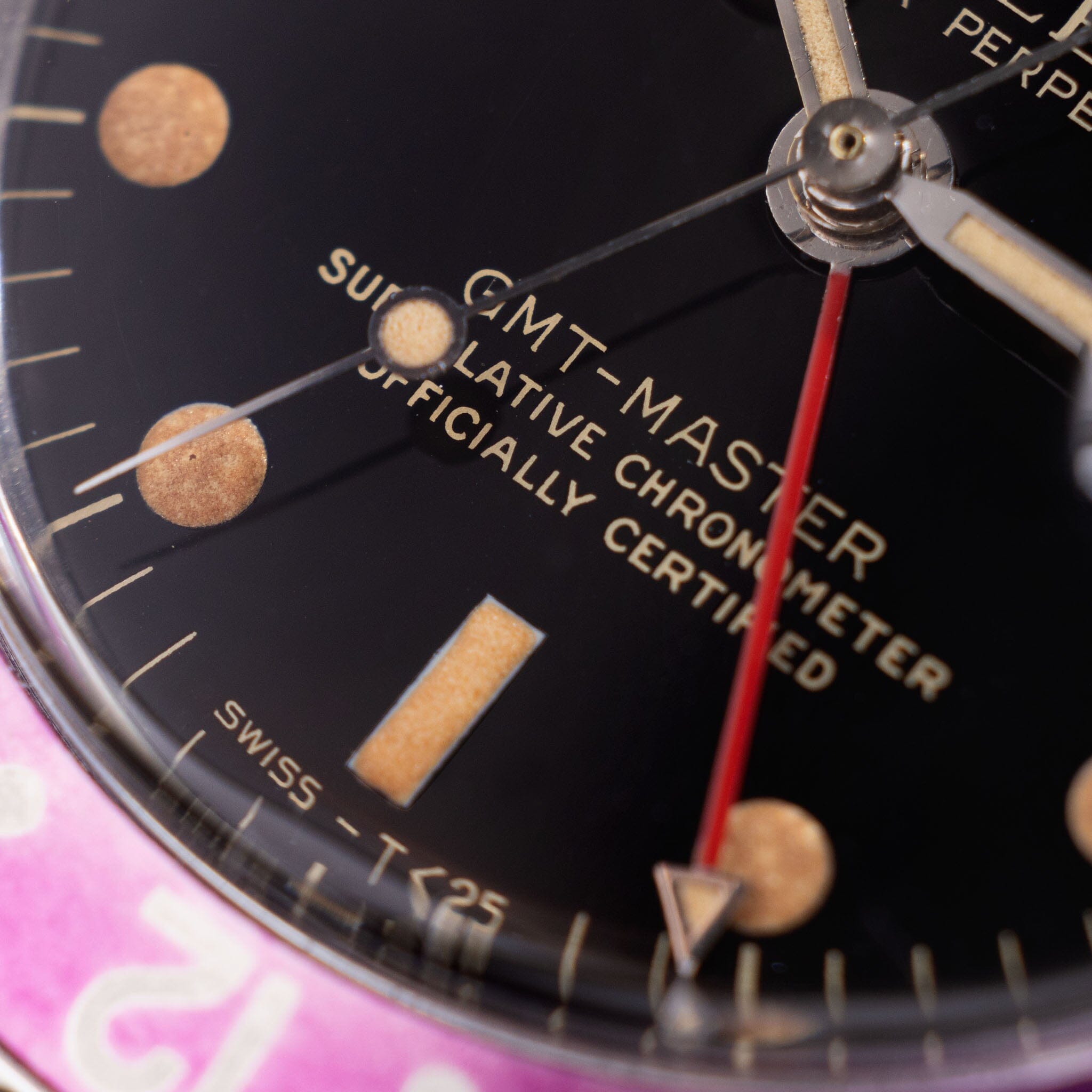 Rolex GMT-Master Gilt Dial Fuchsia Insert Ref 1675