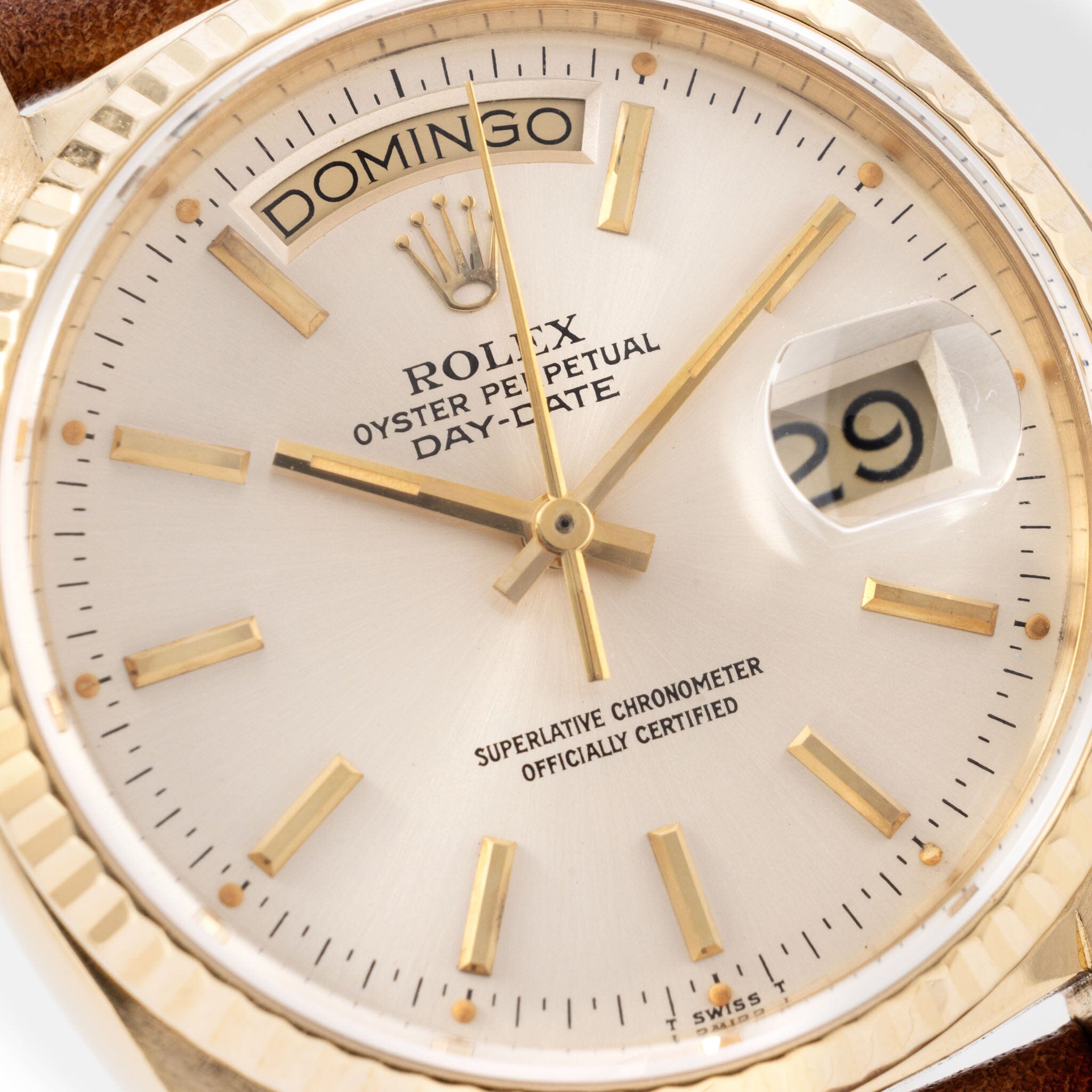 Rolex Day-Date Silver Soleil Dial Ref 18038