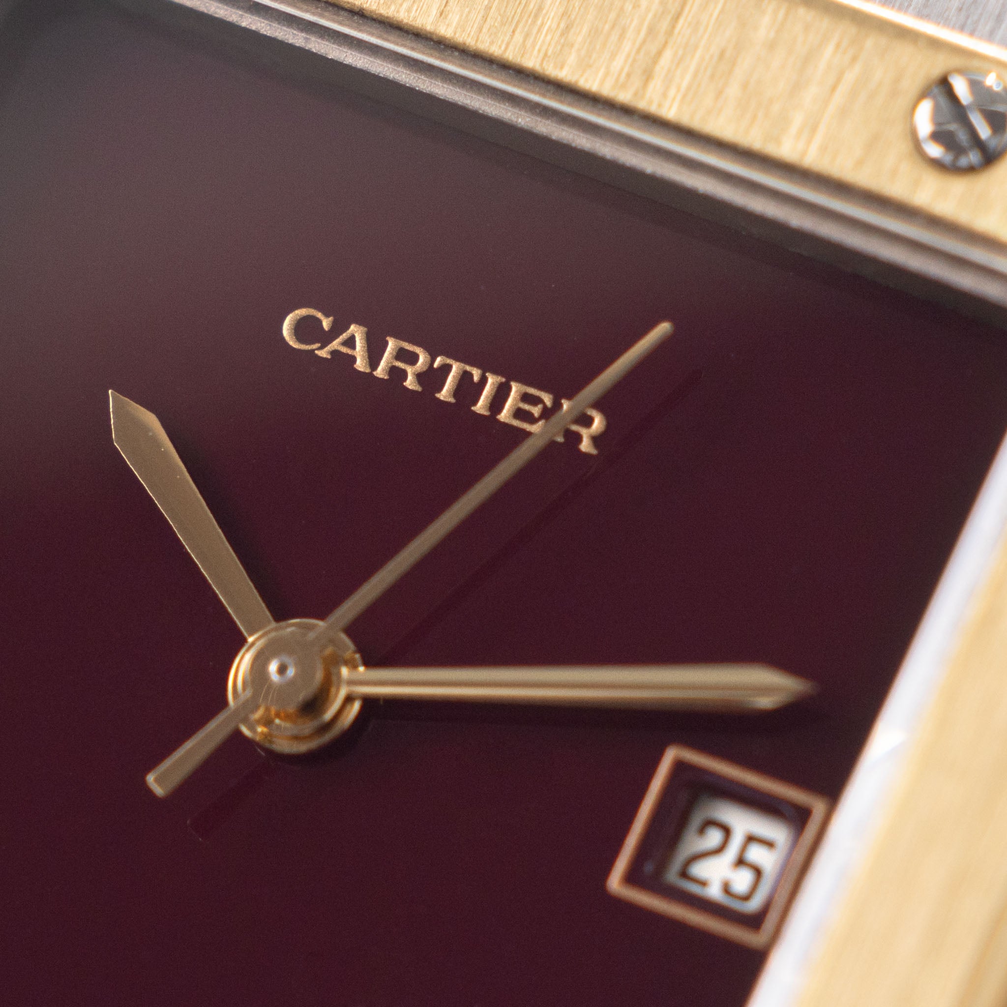 Cartier Santos 2961 Steel and Gold with Burgundy Dial