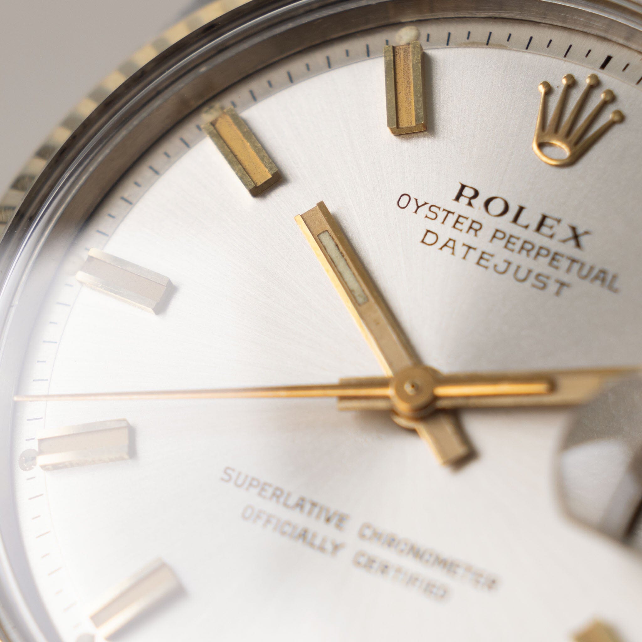 Rolex Datejust Steel and Yellow Gold Silver Wide Boy Dial Ref 1601 