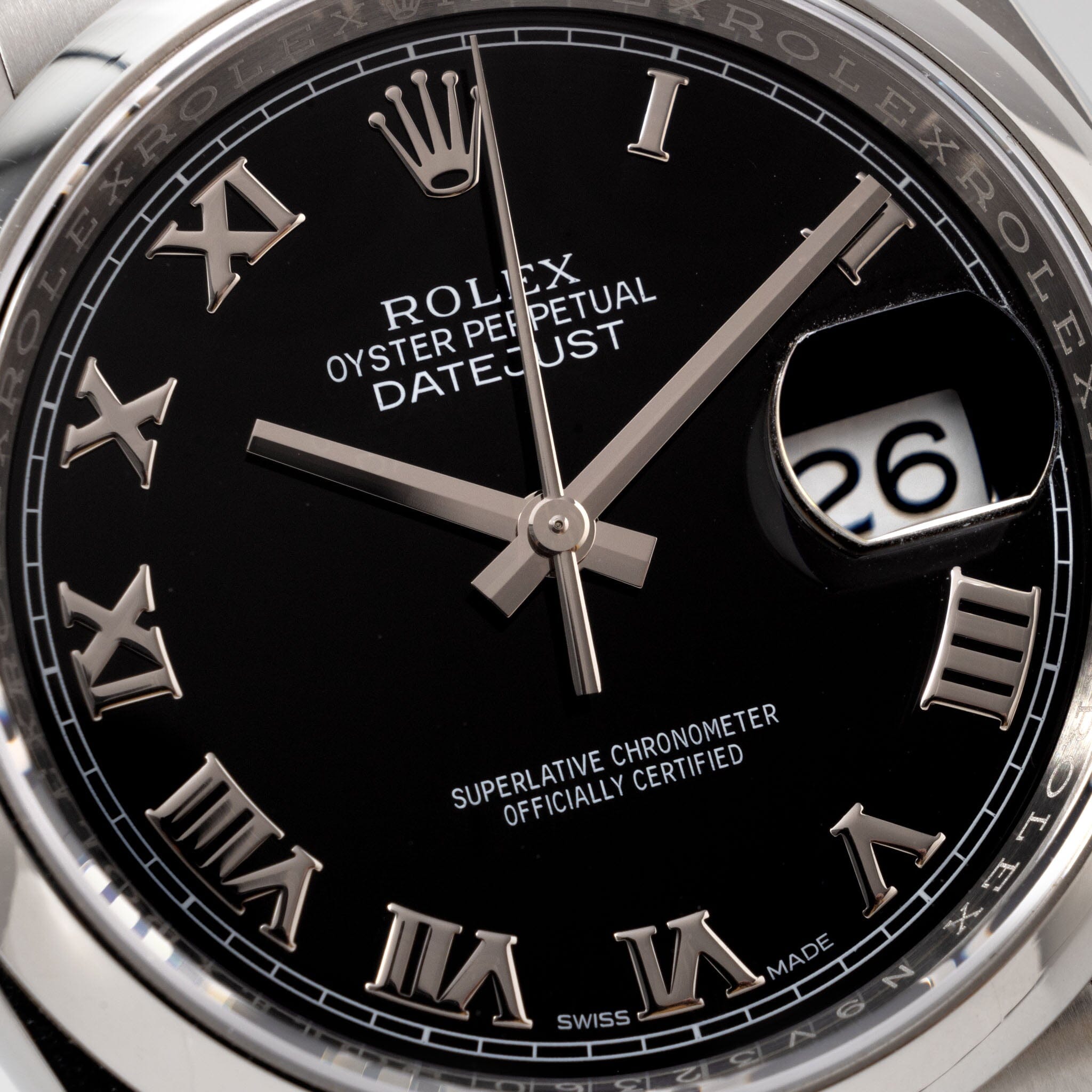 Rolex Datejust Black Roman Dial Ref 116200