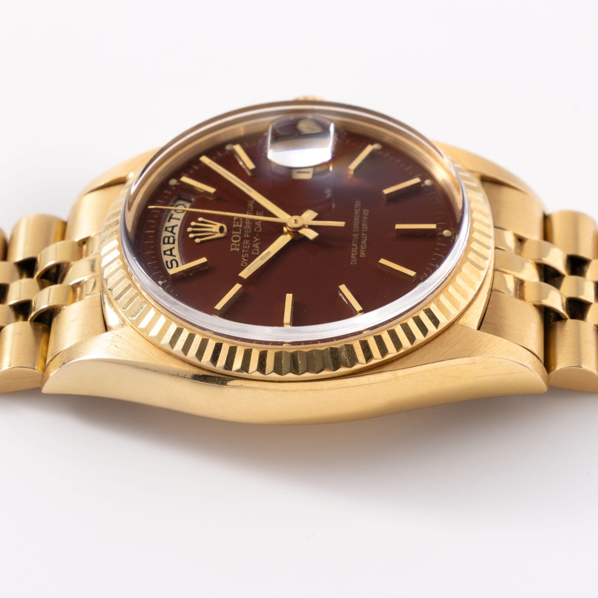 Rolex Day-Date Yellow Gold Oxblood Stella Dial Ref 1803