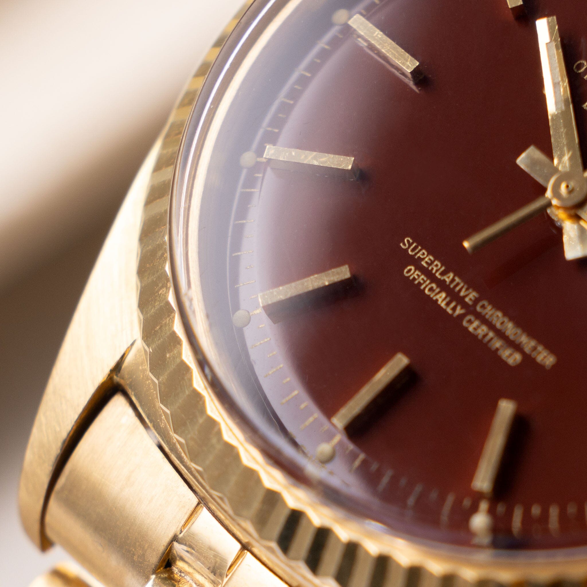 Rolex Day-Date Yellow Gold Oxblood Stella Dial Ref 1803