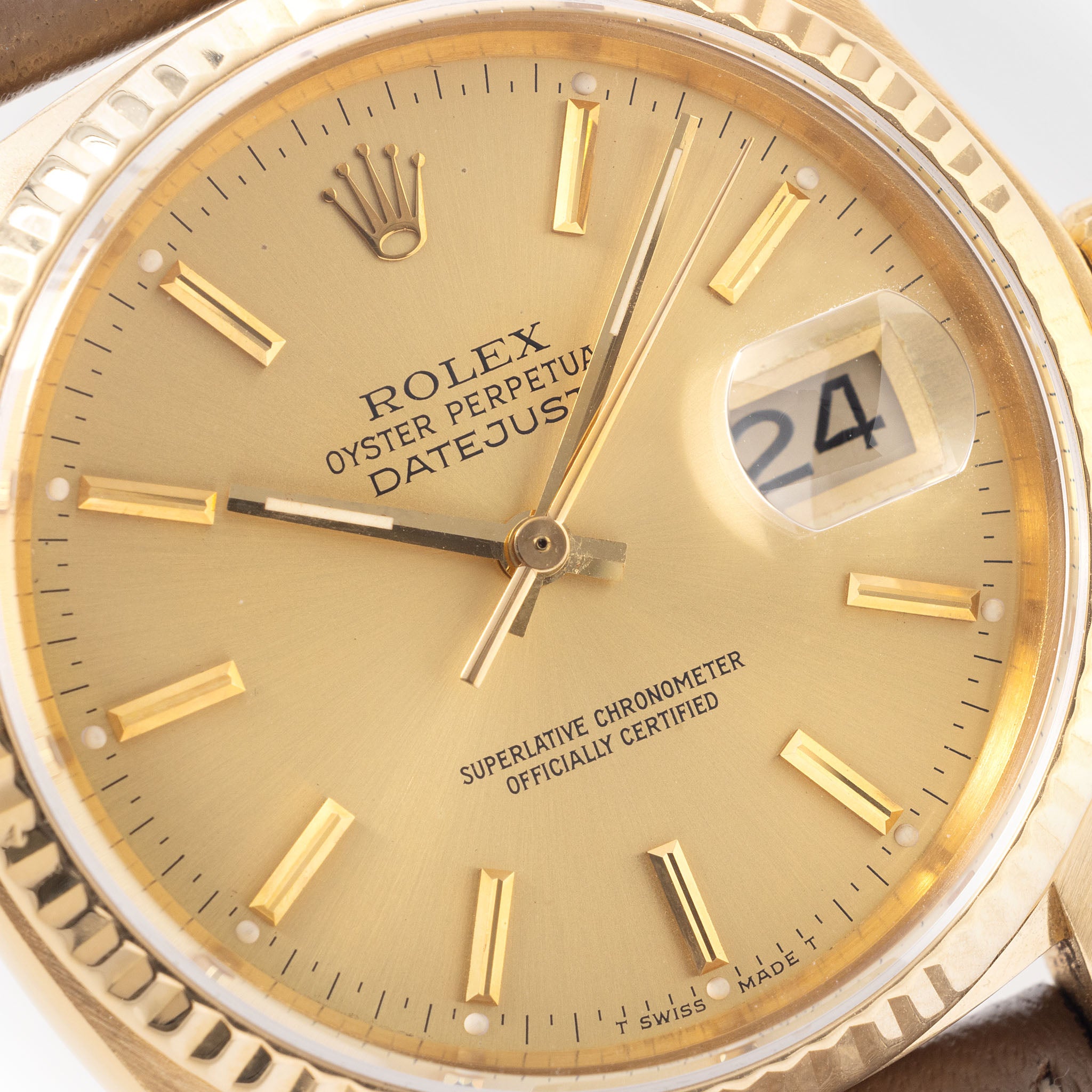 Rolex Datejust Ref 16018 Yellow Gold Champagne Dial