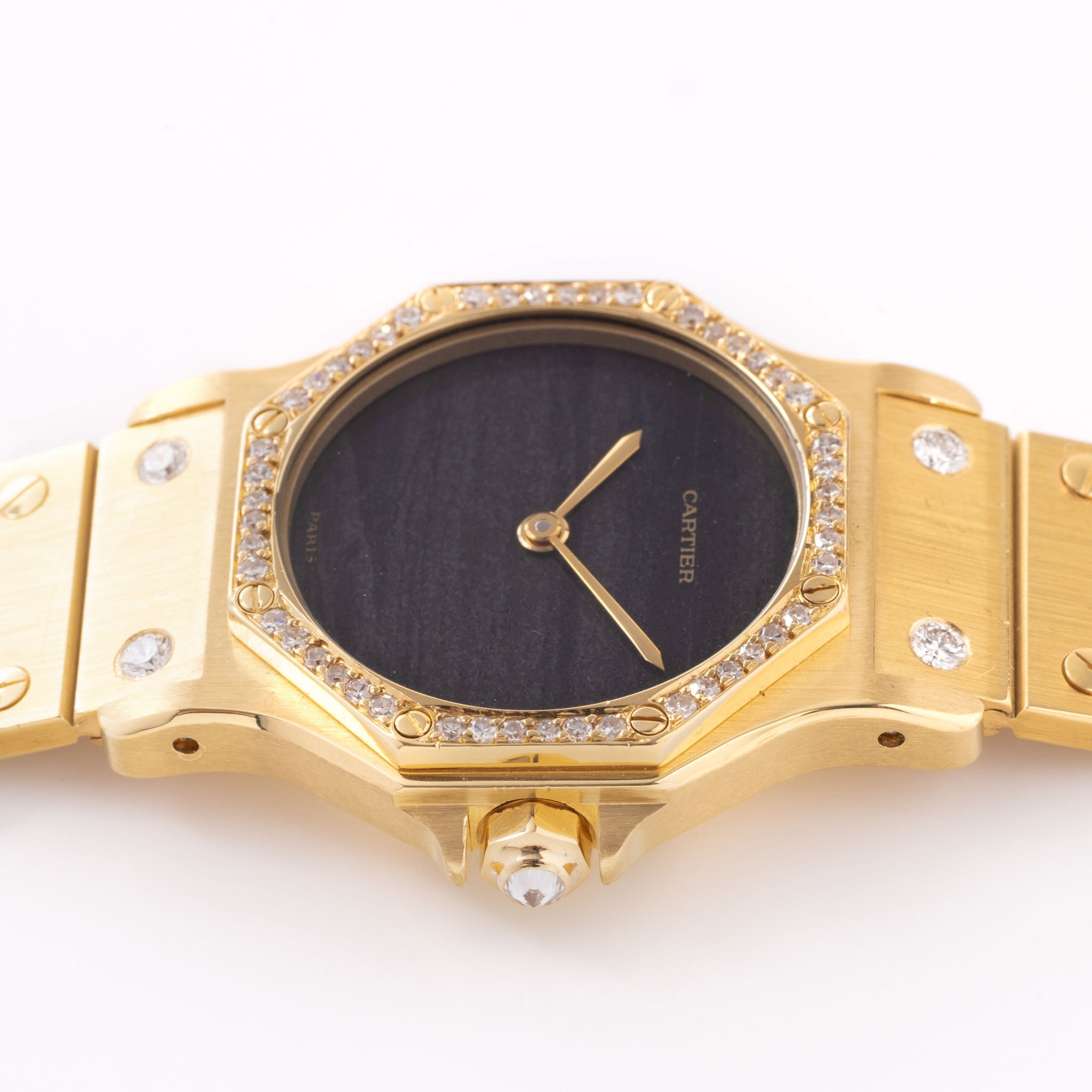 Cartier Santos Octagon "Ferrite Dial" Yellow Gold Diamond Set Ref 2965
