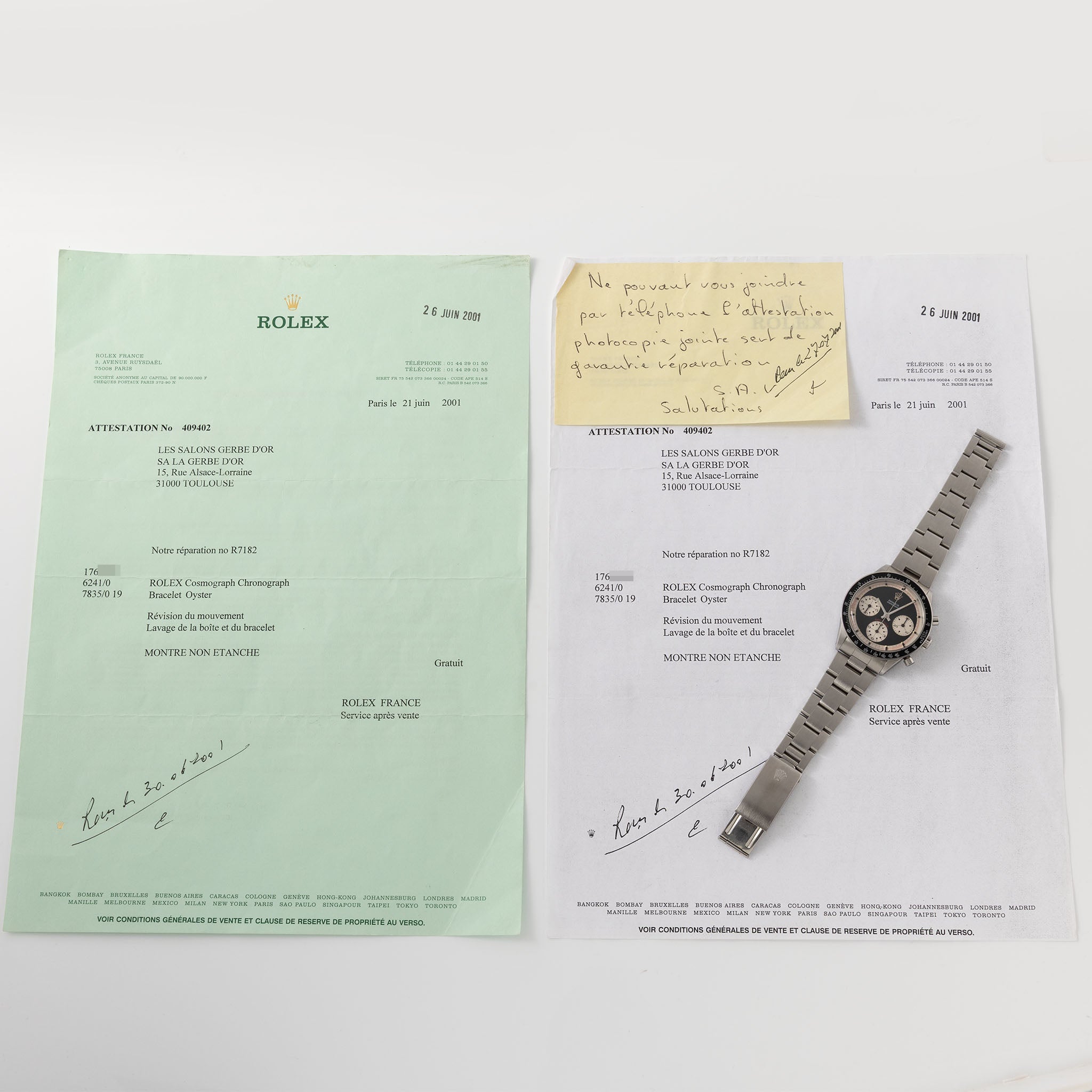 Rolex Cosmograph Daytona 6241 Black Tri-Color Paul Newman dial with Rolex service papers