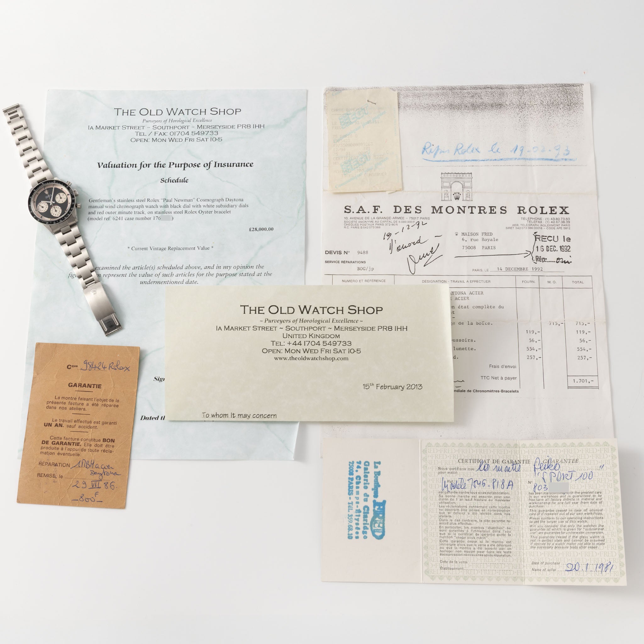 Rolex Cosmograph Daytona 6241 Black Tri-Color Paul Newman dial with Rolex service papers