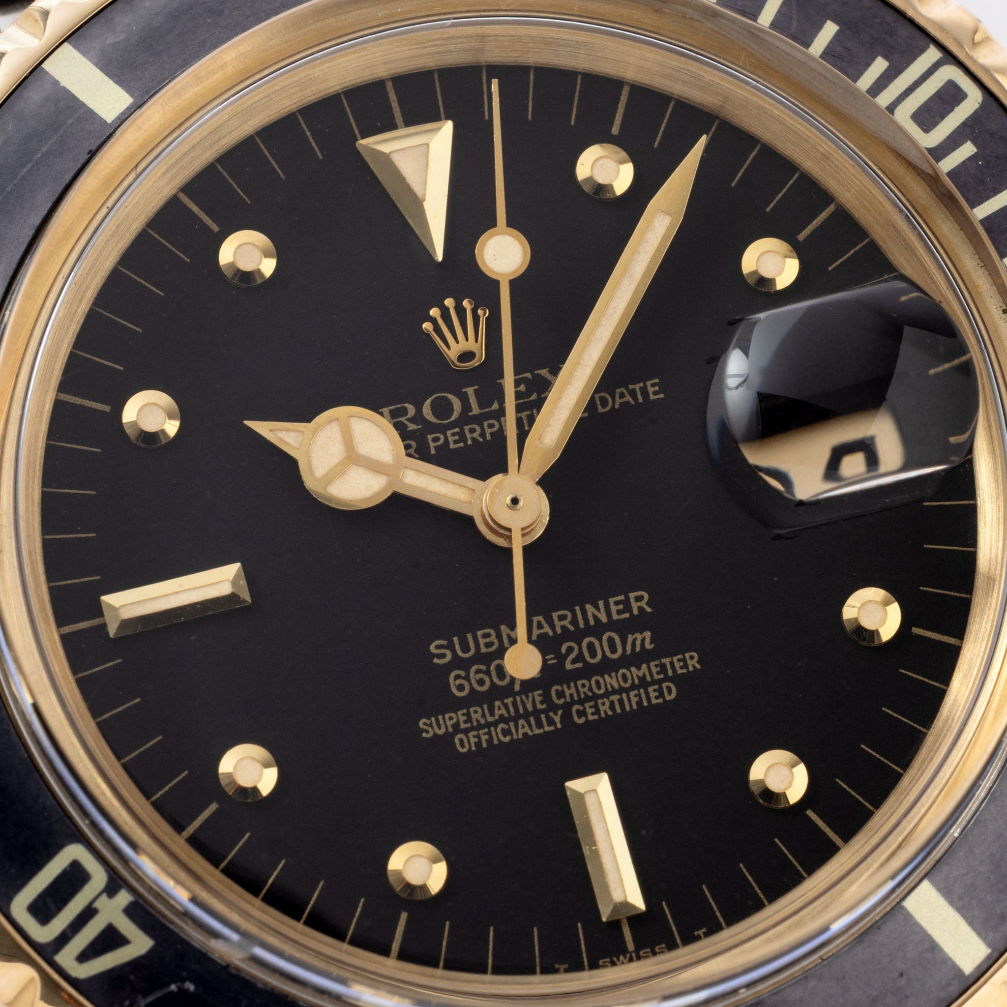 Rolex Submariner 1680/8 Black Nipple Dial in 18k Yellow Gold with Box and Papers