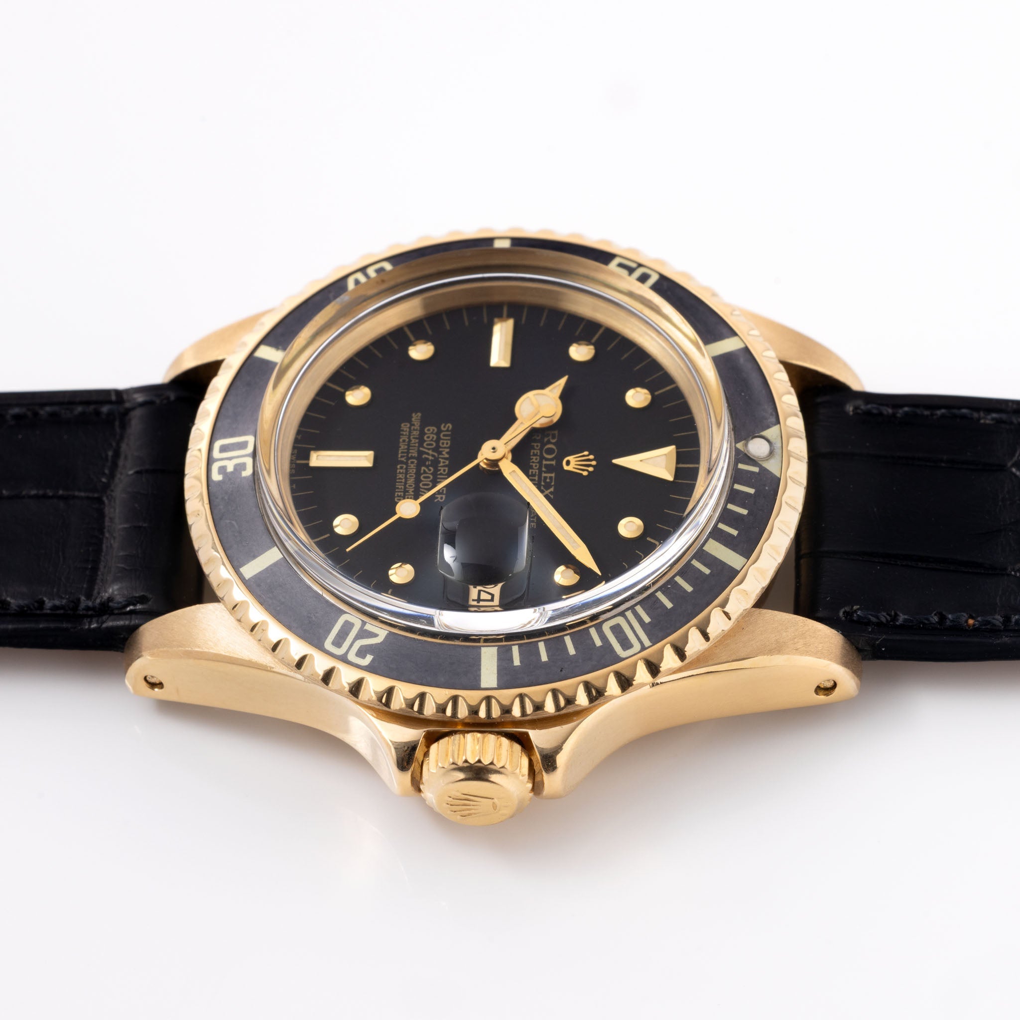 Rolex Submariner 1680/8 Black Nipple Dial in 18k Yellow Gold with Box and Papers