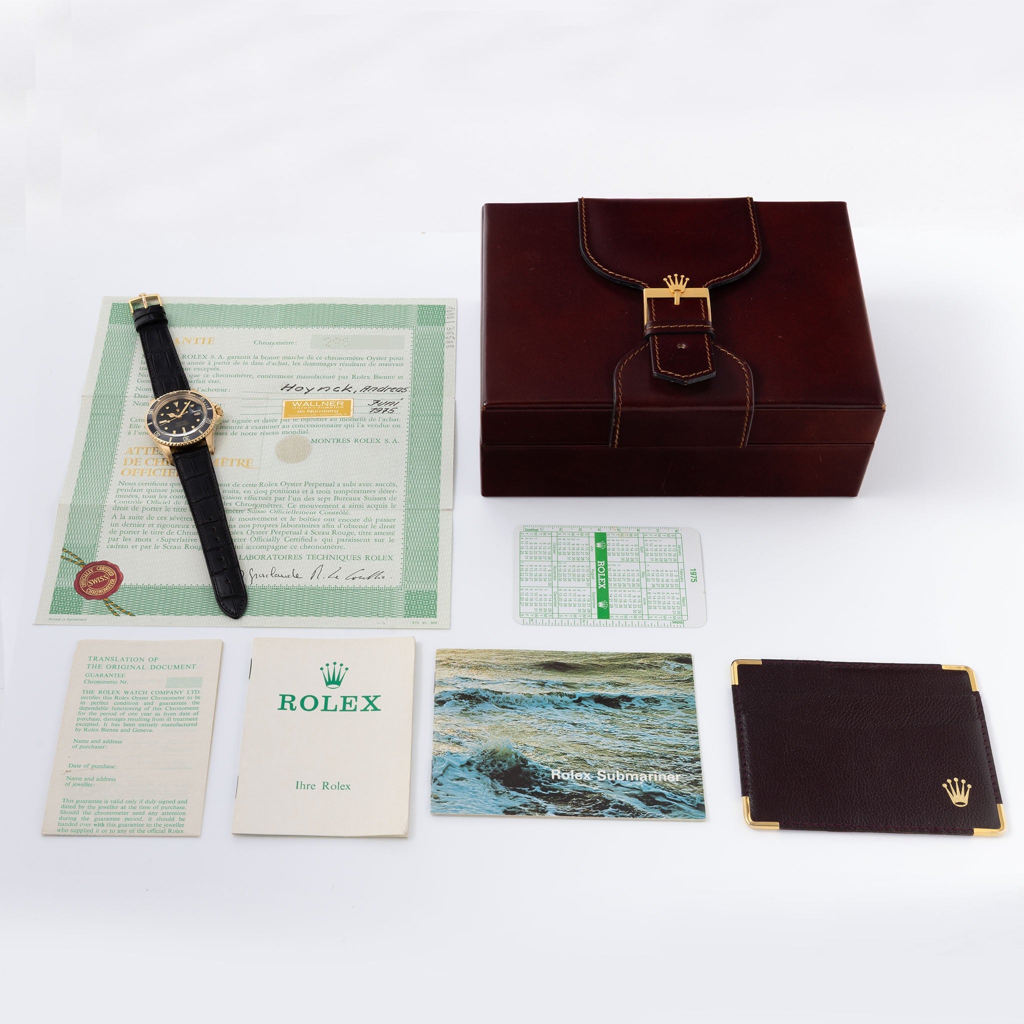 Rolex Submariner 1680/8 Black Nipple Dial in 18k Yellow Gold with Box and Papers