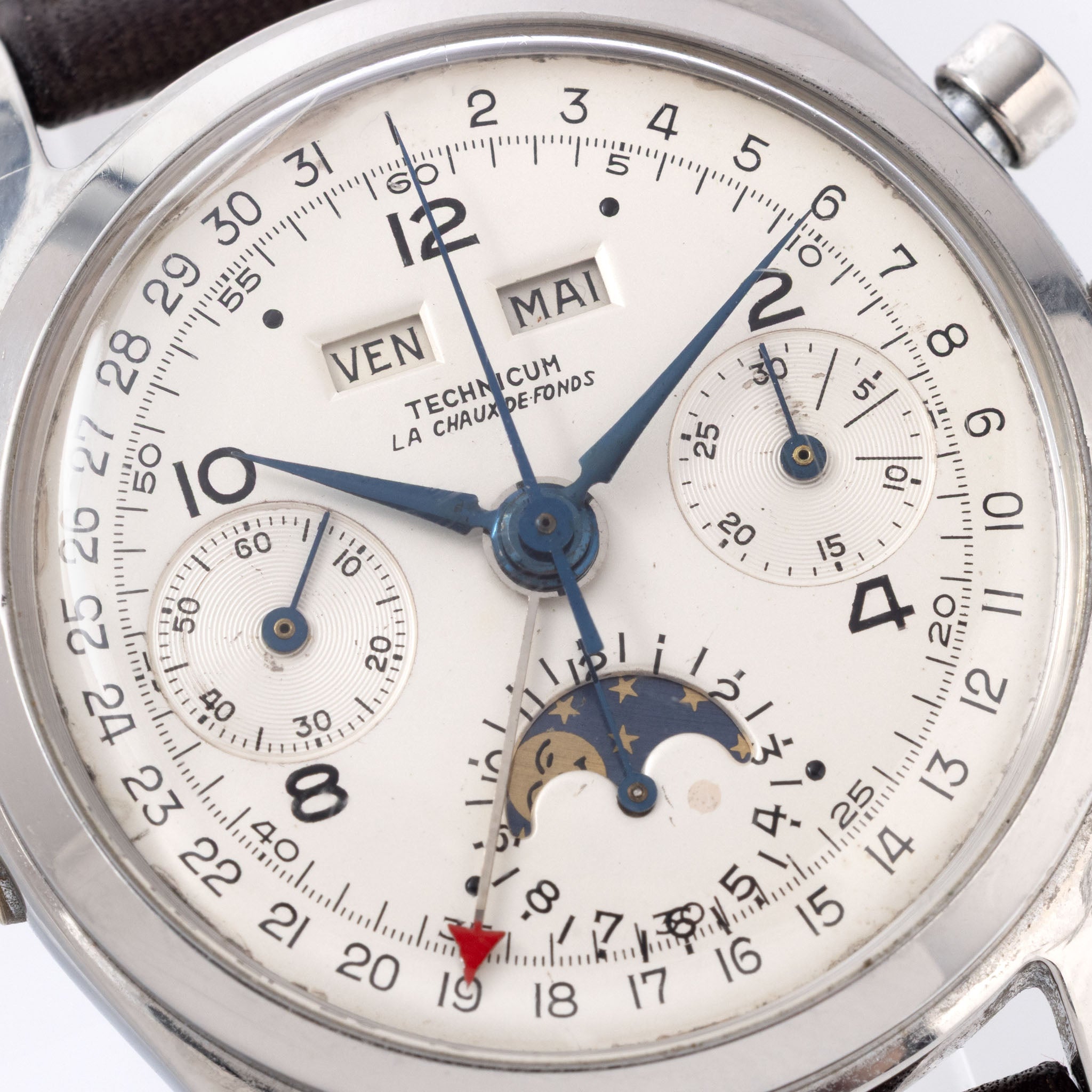 Technicum La chaux de fonds Triple Date Moonphase Chronograph “Datocompax” School Watch with provenance