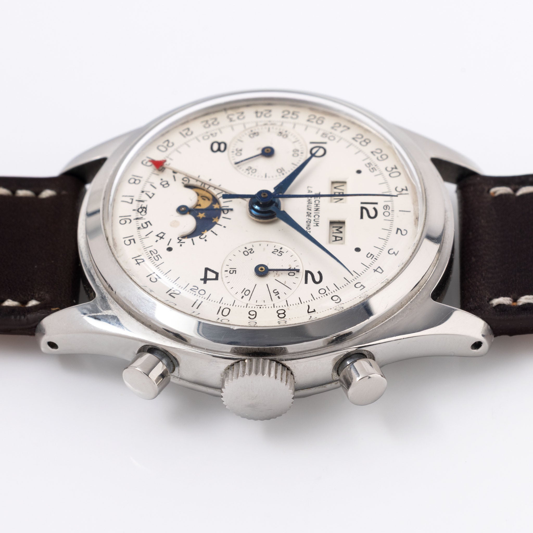 Technicum La chaux de fonds Triple Date Moonphase Chronograph “Datocompax” School Watch with provenance