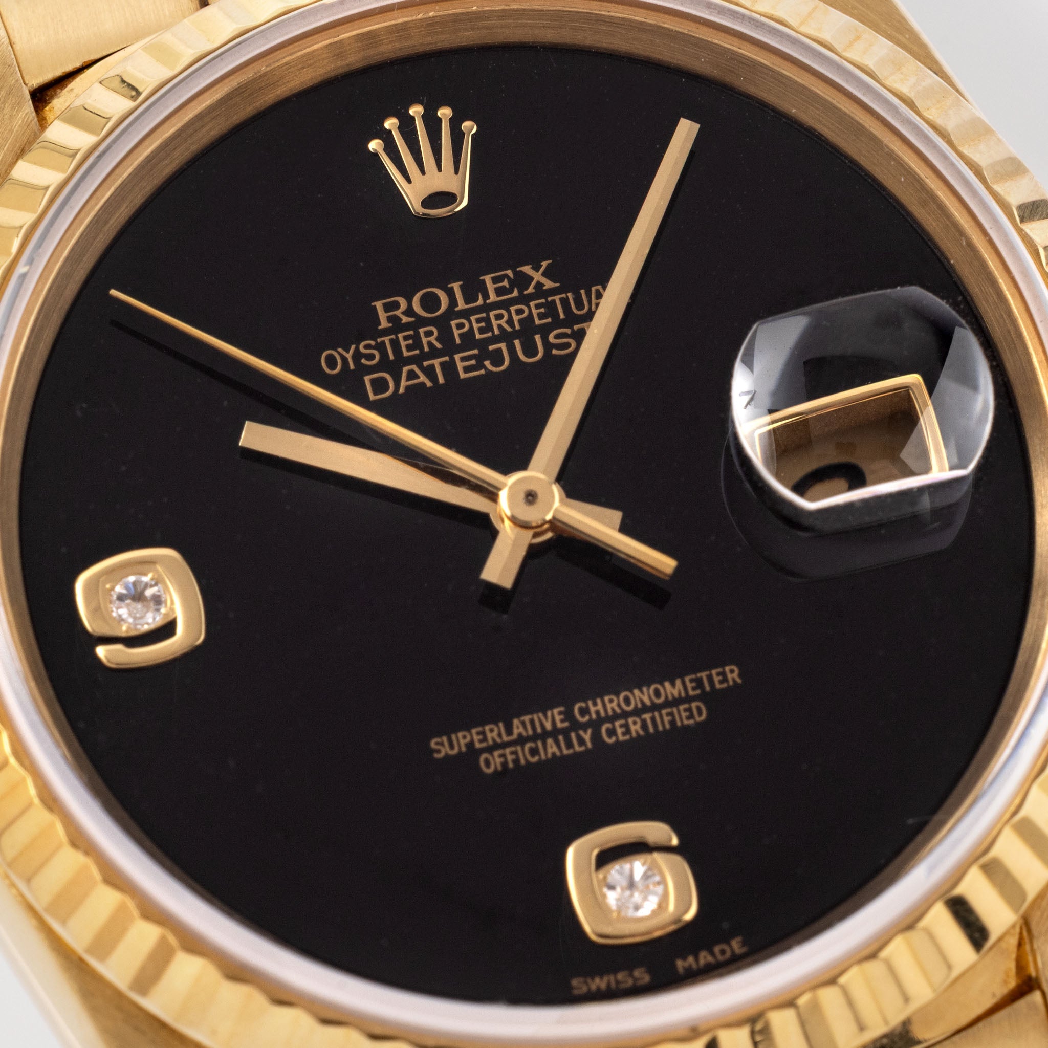 Rolex Datejust 16238 "Onyx 6-9 Diamond Dial" with Original Warranty Paper in 18k Yellow Gold