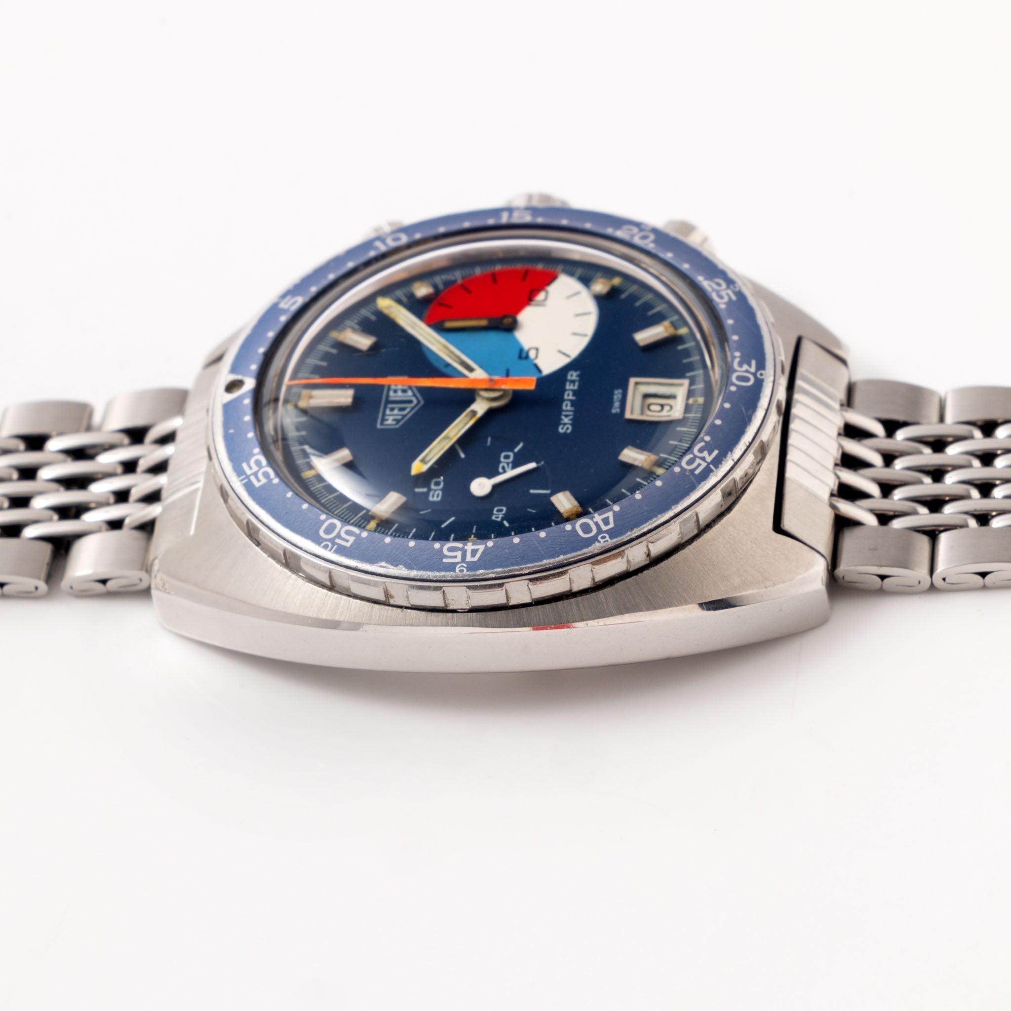 Heuer Skipper Yacht Regatta Timer Blue dial ref. 73463 with rare Gay Frères bracelet