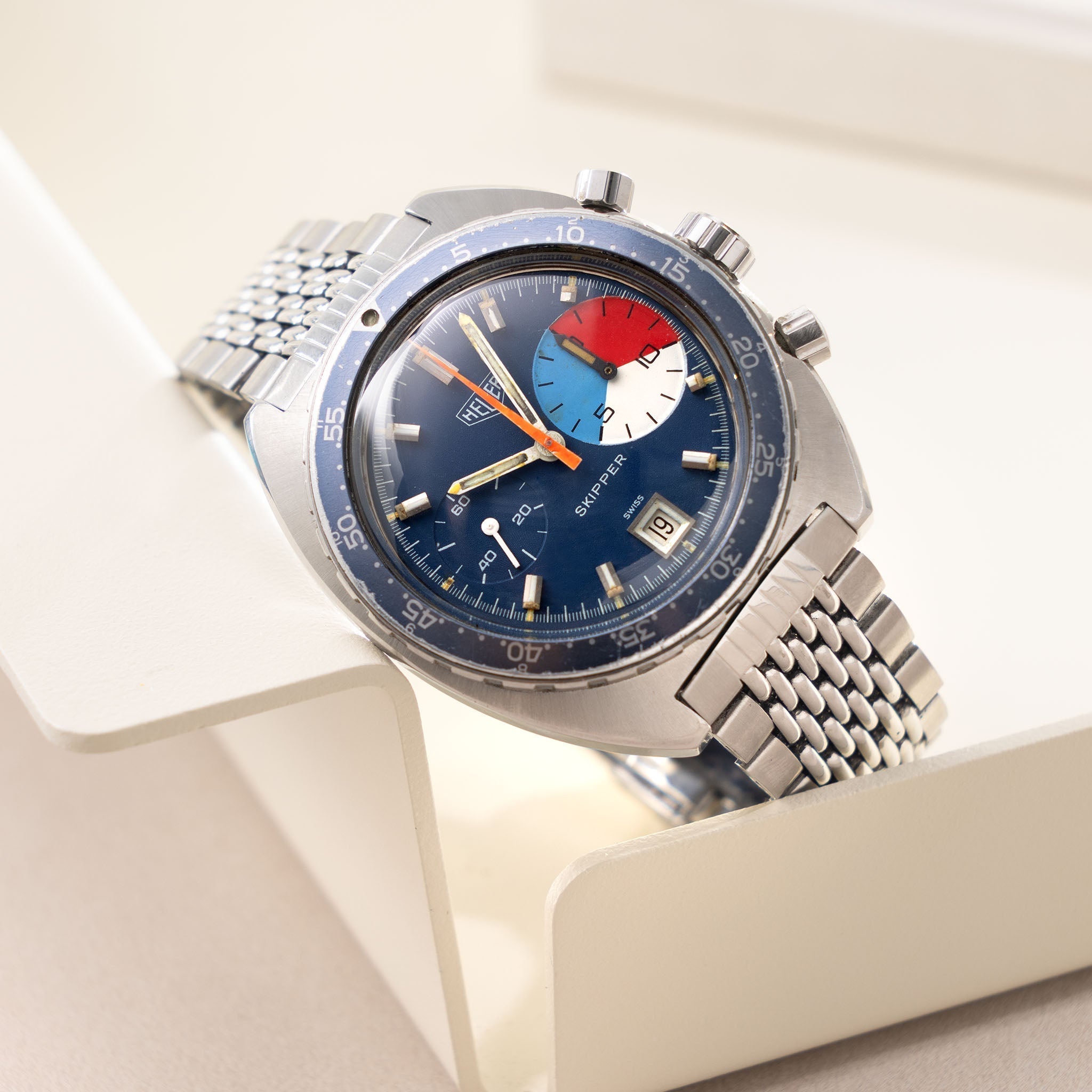Heuer Skipper Yacht Regatta Timer Blue dial ref. 73463 with rare Gay F