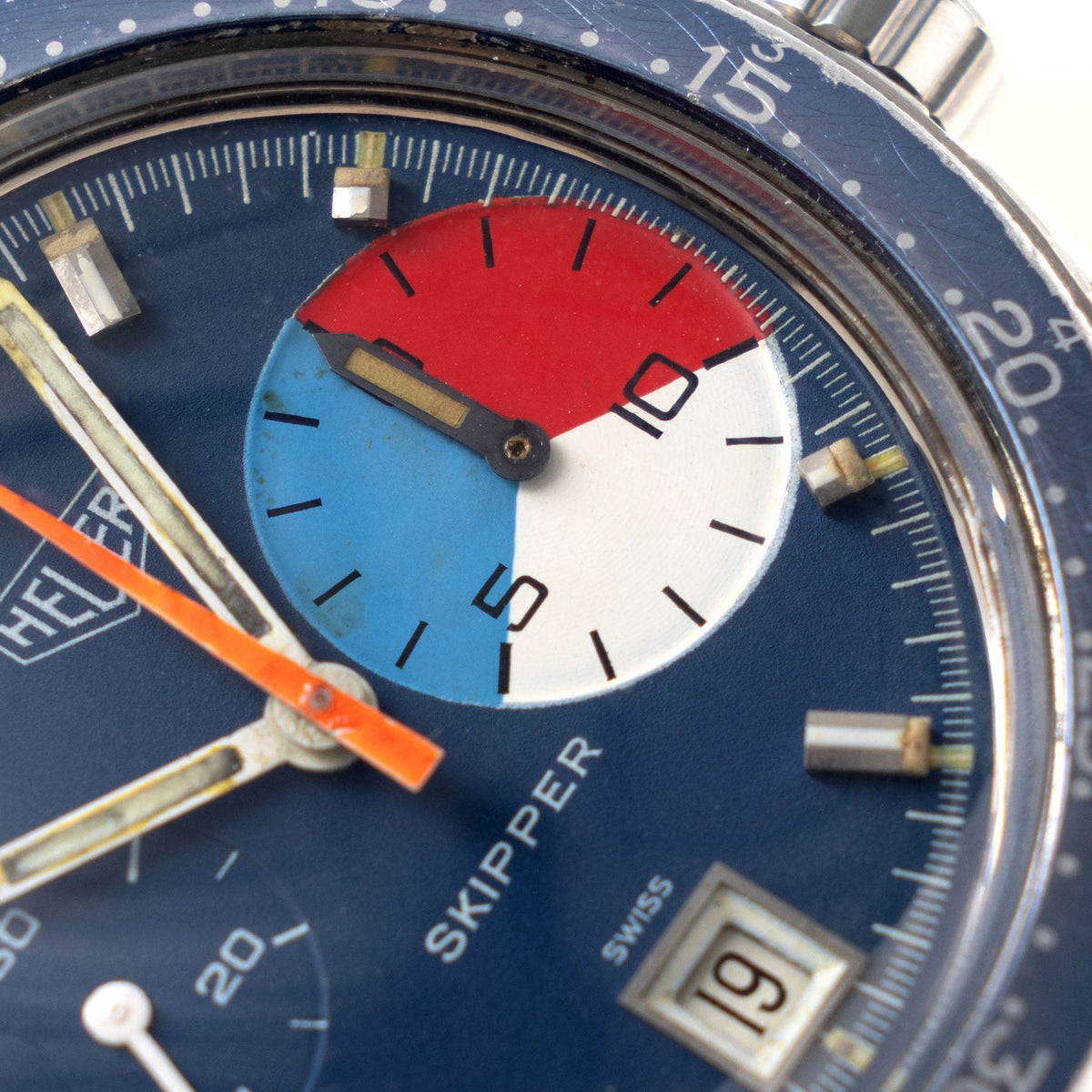 Heuer Skipper Yacht Regatta Timer Blue dial ref. 73463 with rare Gay Frères bracelet