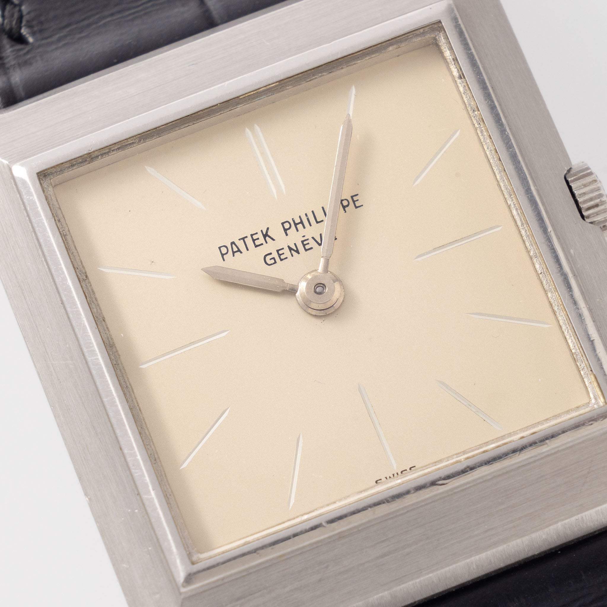 Patek Philippe Square Gondolo Dresswatch 3404P Silver Engraved Dial with Extract of the Archives