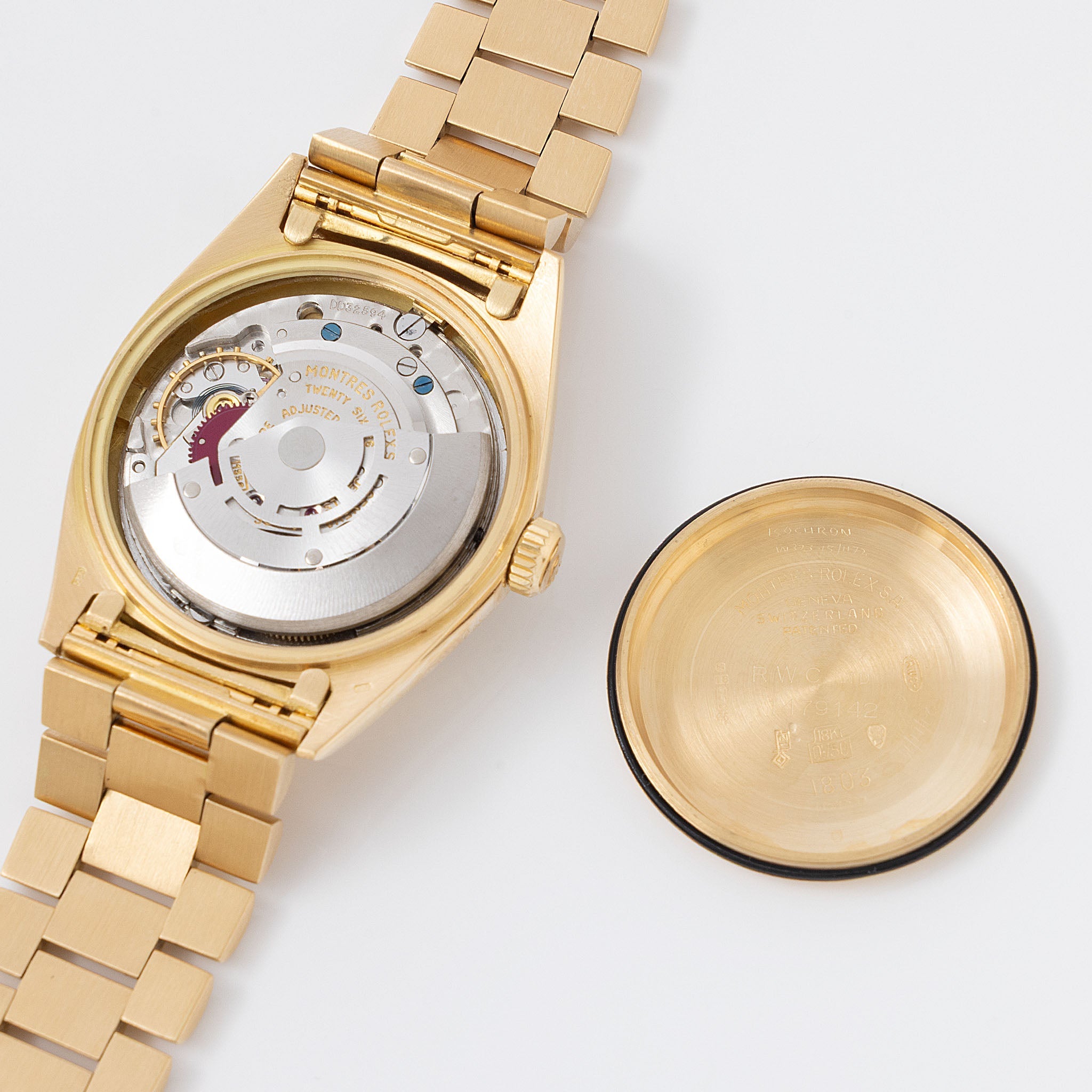 Rolex Day-Date Silver Doorstop Dial in 18k Yellow Gold ref. 1803 Original Box and Paper Set