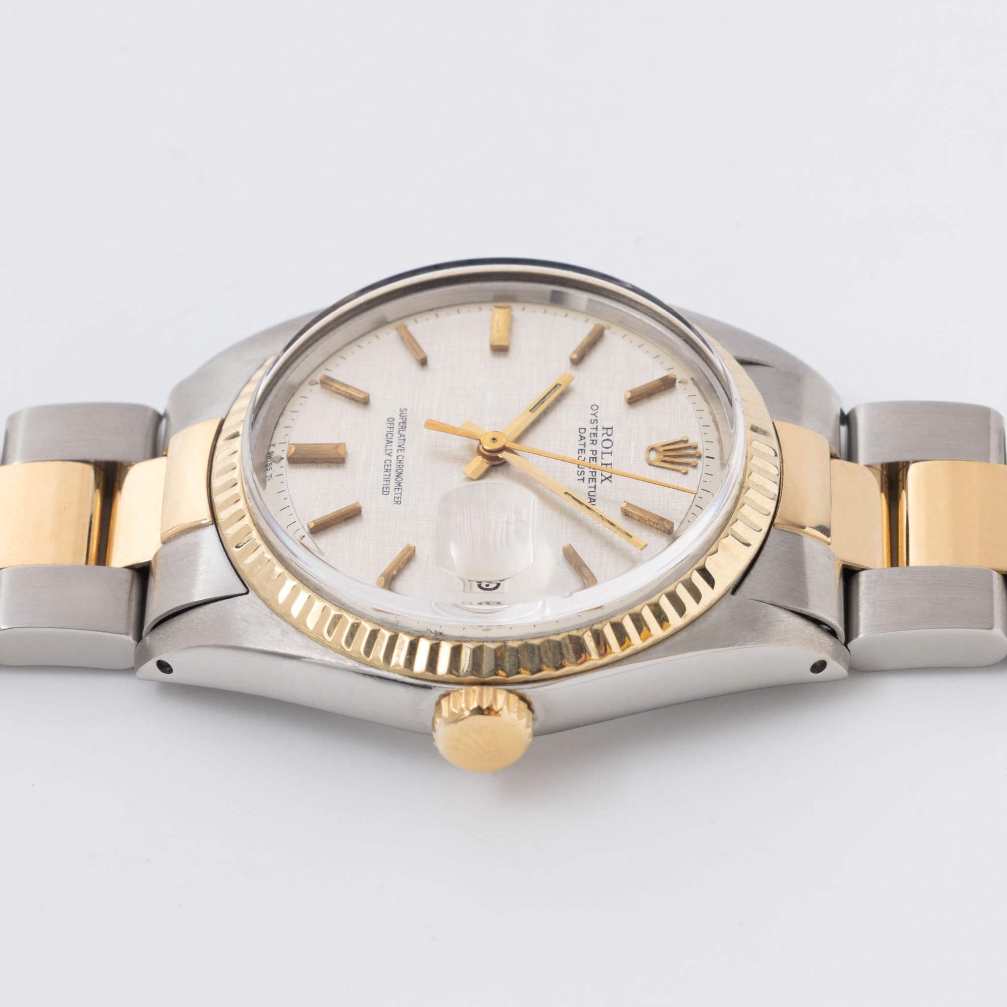 Rolex Datejust 1601/3 Silver Linen Dial in Steel and Gold