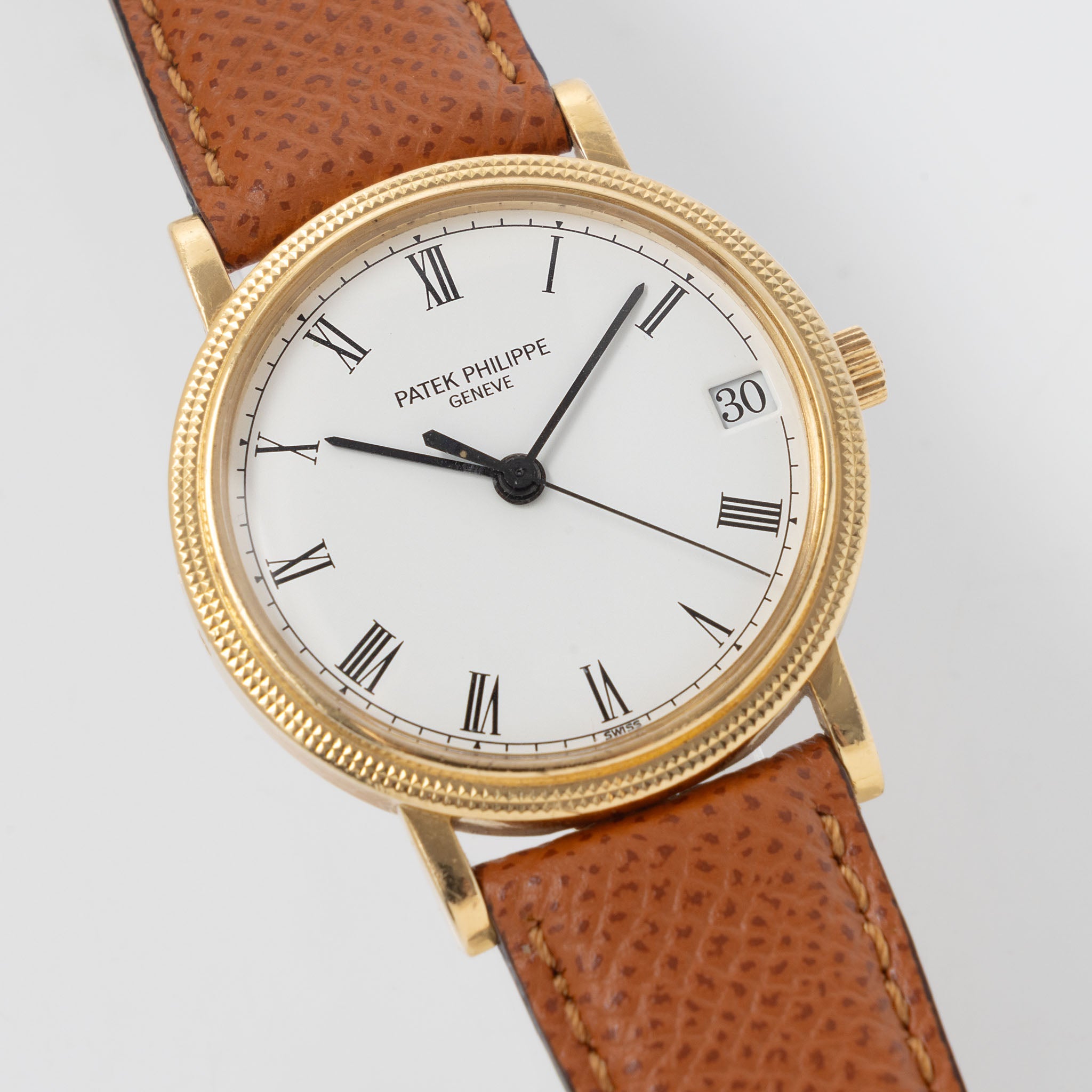 Patek Philippe Calatrava Automatic ref. 3802J White Dial in 18k Yellow Gold Clous de Paris