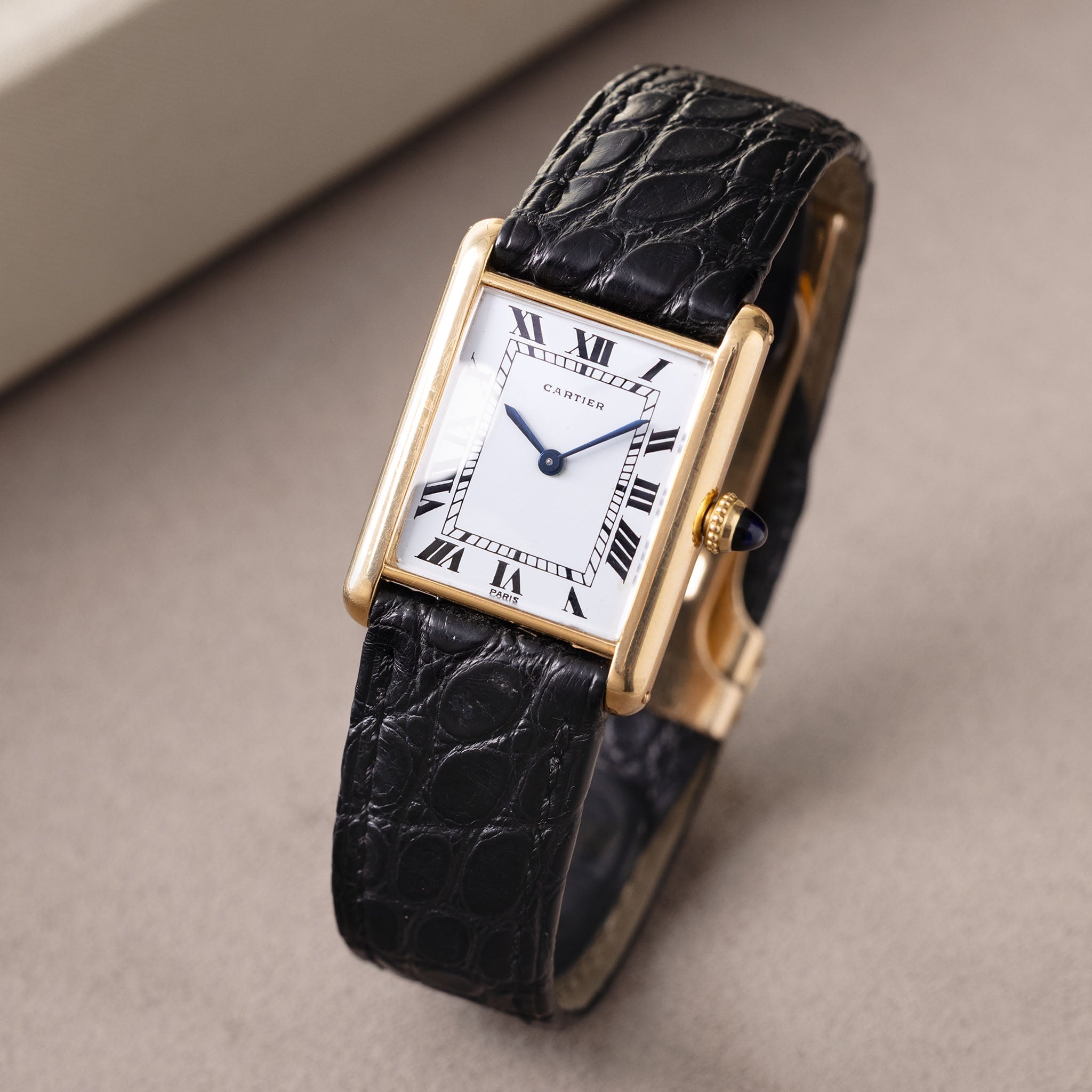 Cartier Tank Louis Rare Jaeger Movement in 18k yellow gold Paris Dial