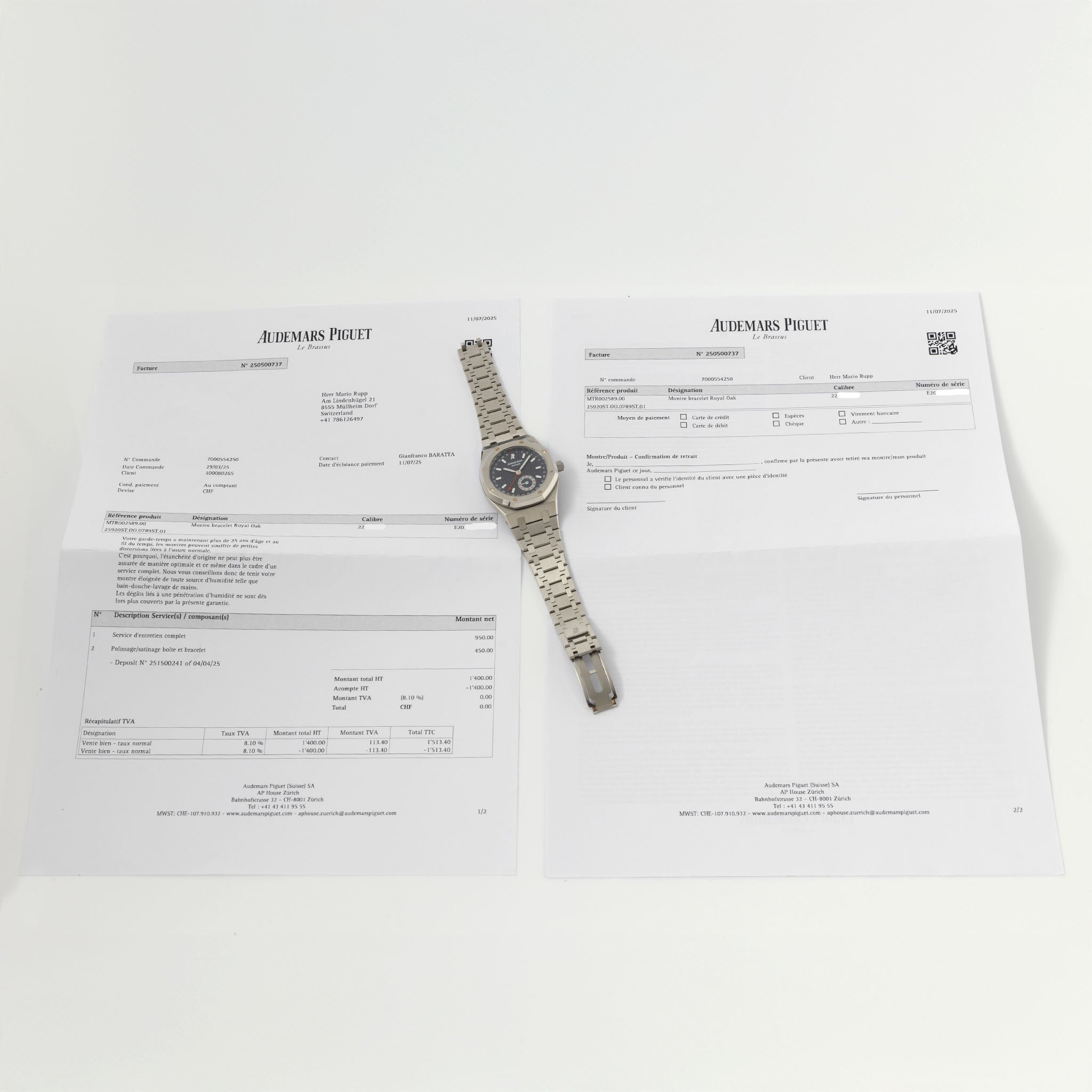 Audemars Piguet Royal-Oak Annual Calendar Blue Dial with AP service Invoice ref. 25920ST