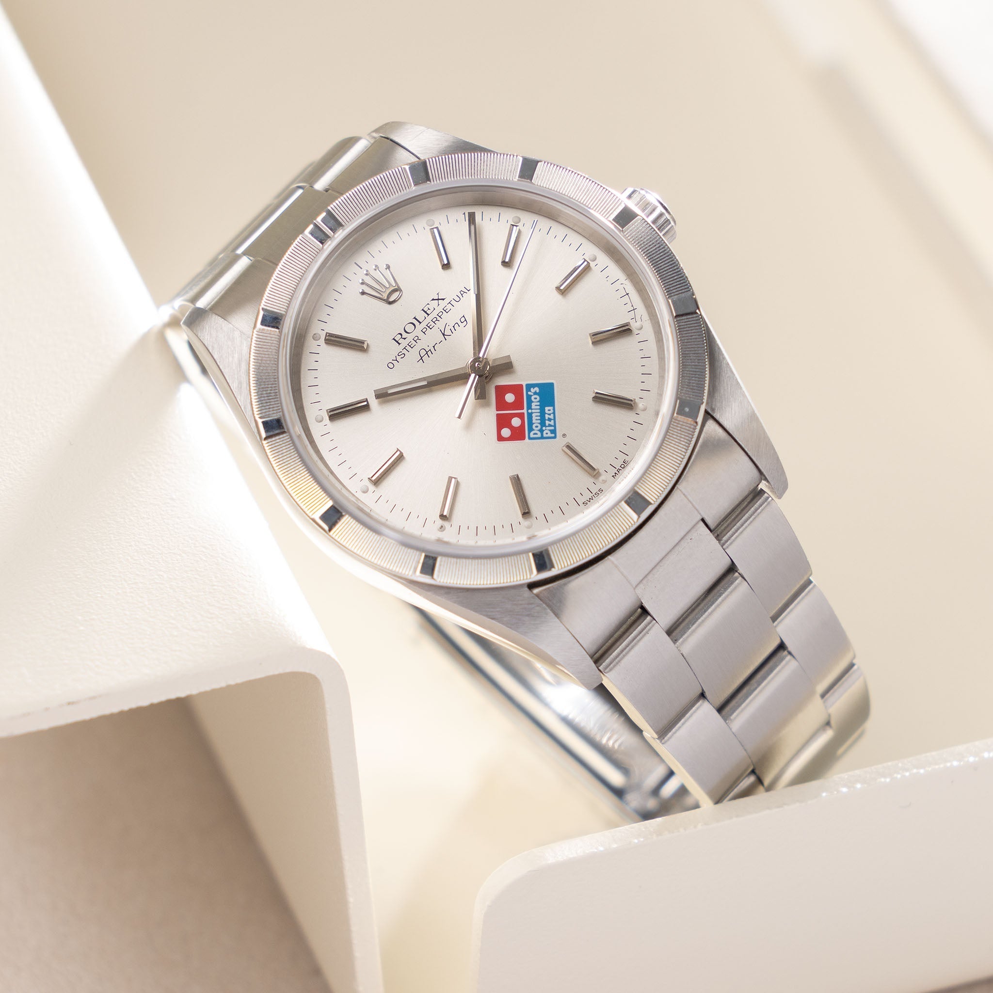 Rolex Oyster Perpetual Air-king Silver Domino’s Logo dial ref 14010