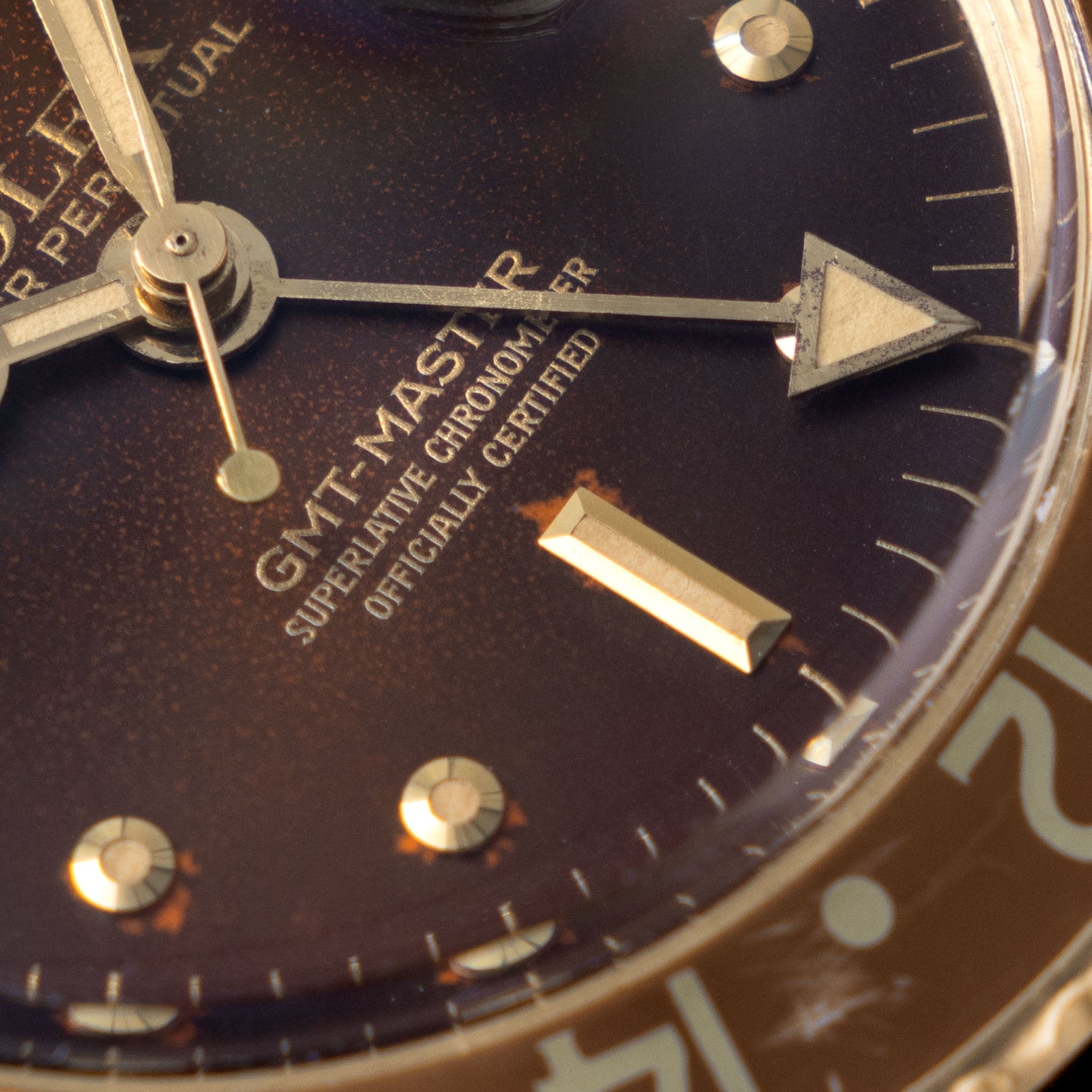 Rolex GMT-Master 1675/8 in 18 k Yellow Gold Brown Nipple Dial