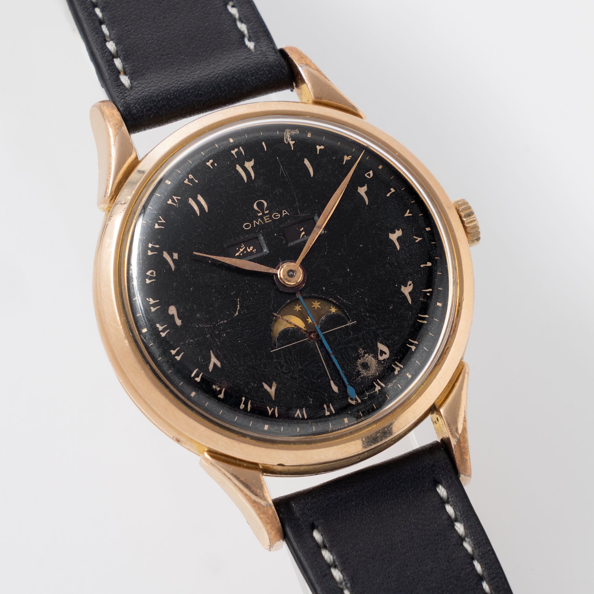 Omega Cosmic 2486-2 Jumbo Black Farsi Numerals Dial Pink Gold Plated