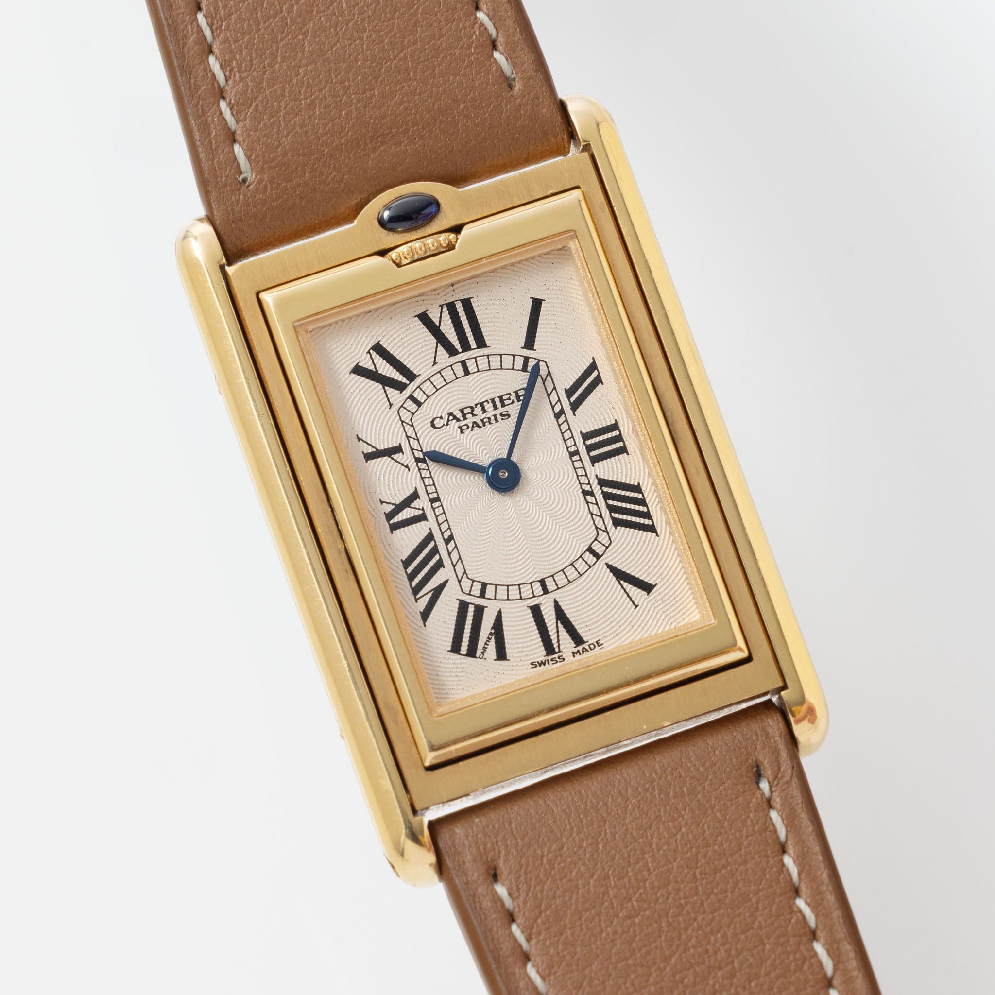 Cartier Basculante 2391 Guilloché Dial in 18k Yellow Gold Millennium Limited Edition