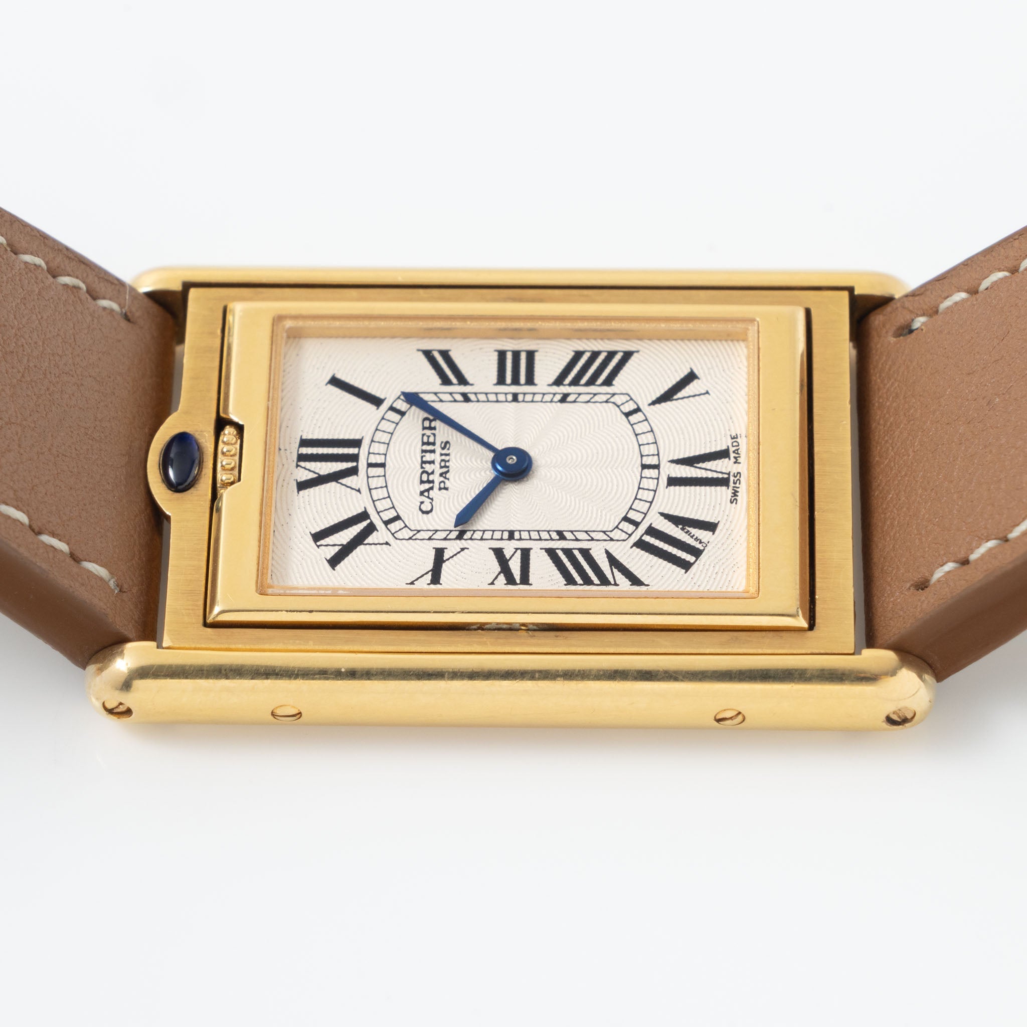 Cartier Basculante 2391 Guilloché Dial in 18k Yellow Gold Millennium Limited Edition