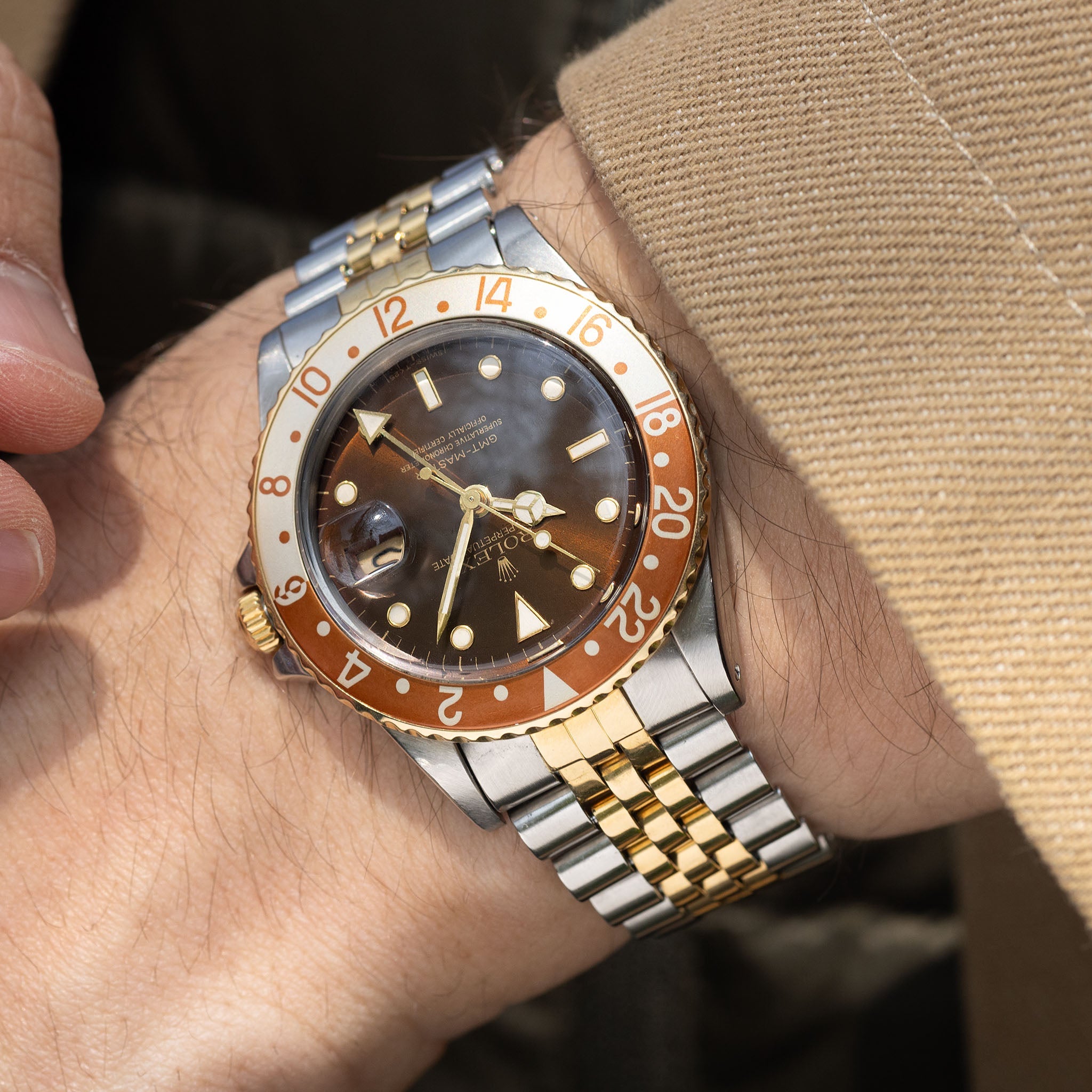 Rolex GMT-Master 16753 Root Beer Brown Soleil Dial with Original Box a