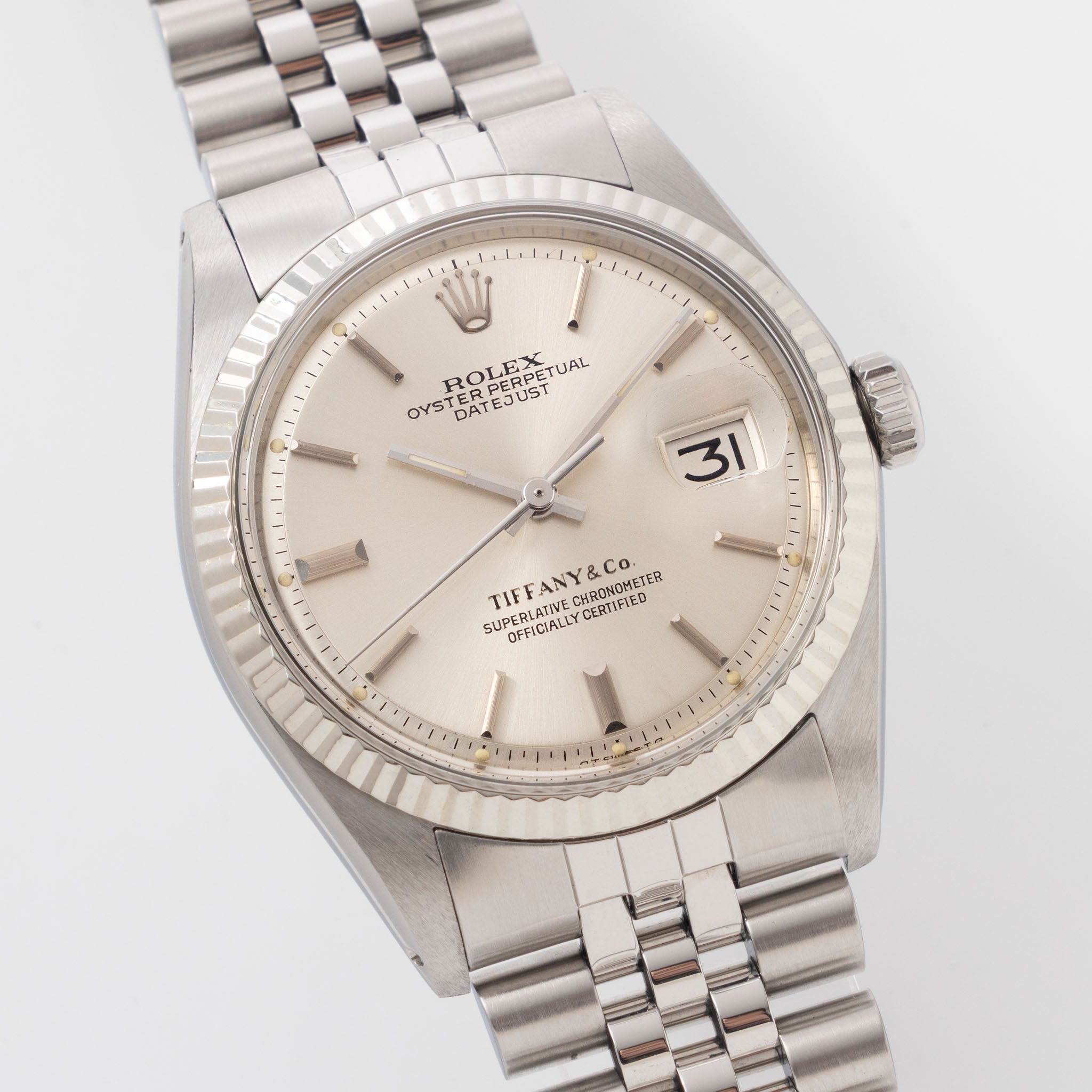 Rolex Datejust 1601 Tiffany & Co signed Silver Sigma Dial