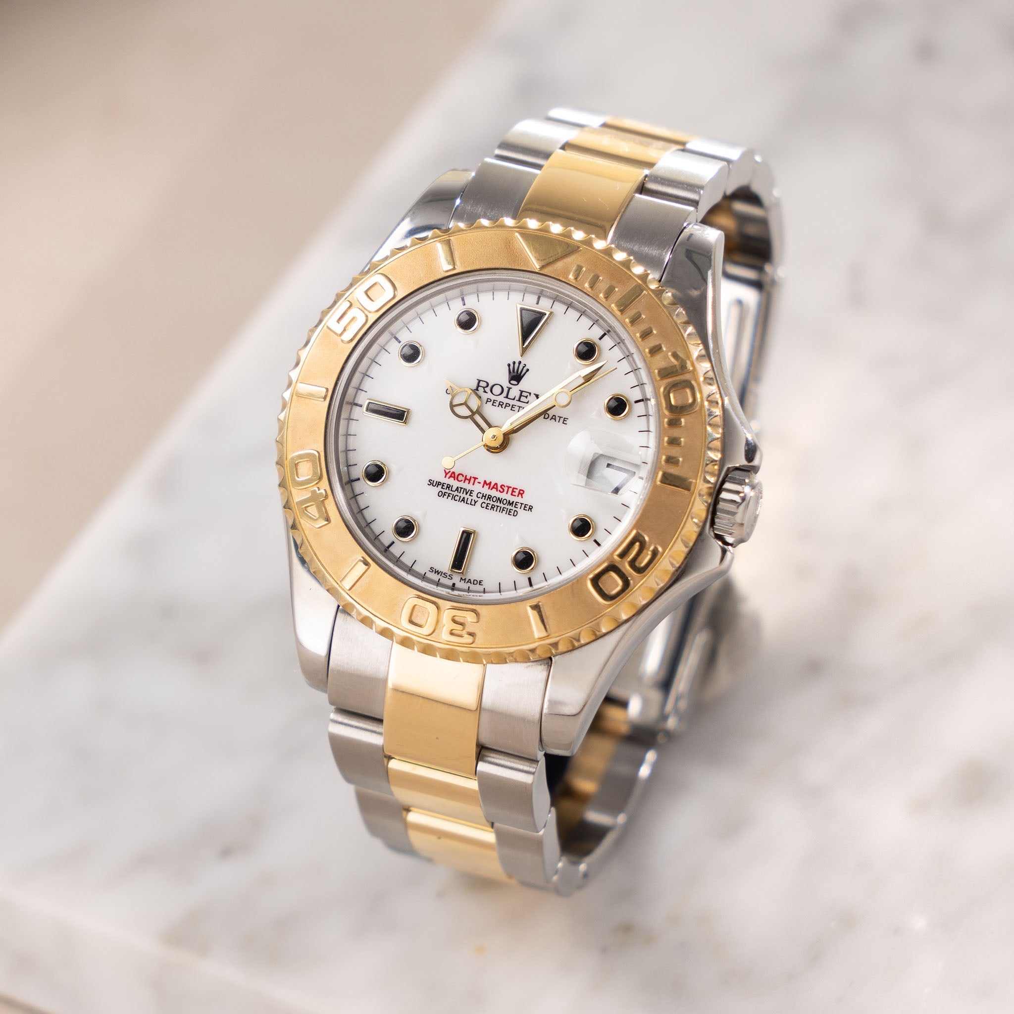 Rolex Yacht-Master 168623 White Dial in Steel and Gold Box and Paper Set