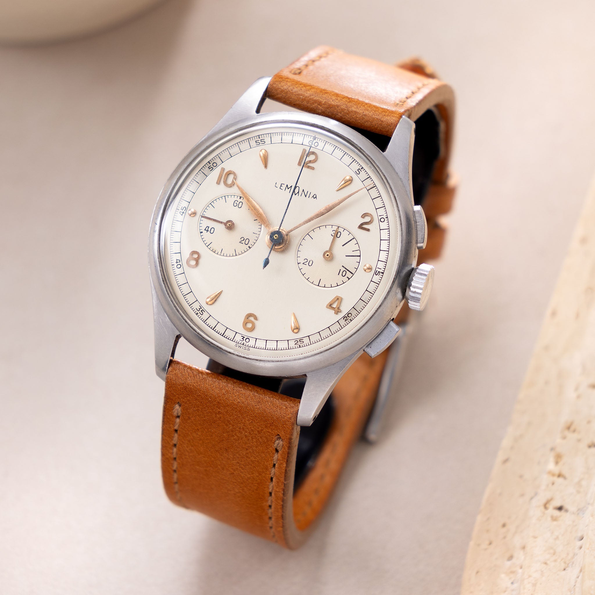 Lemania Chronograph Two-Tone Silver Dial cal. 320