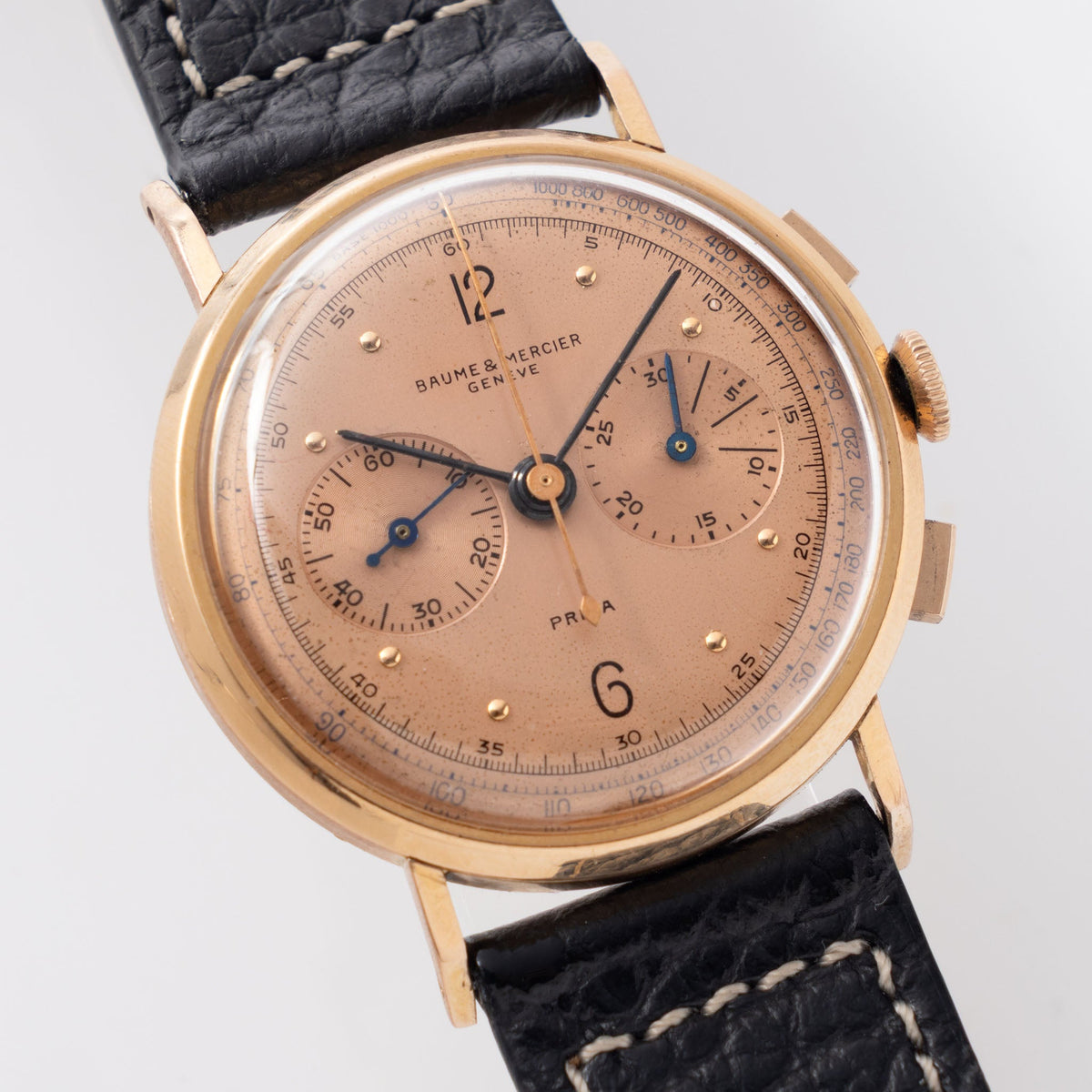 Baume & Mercier 18k Rose gold Chronograph Salmon dial Valjoux cal. 69