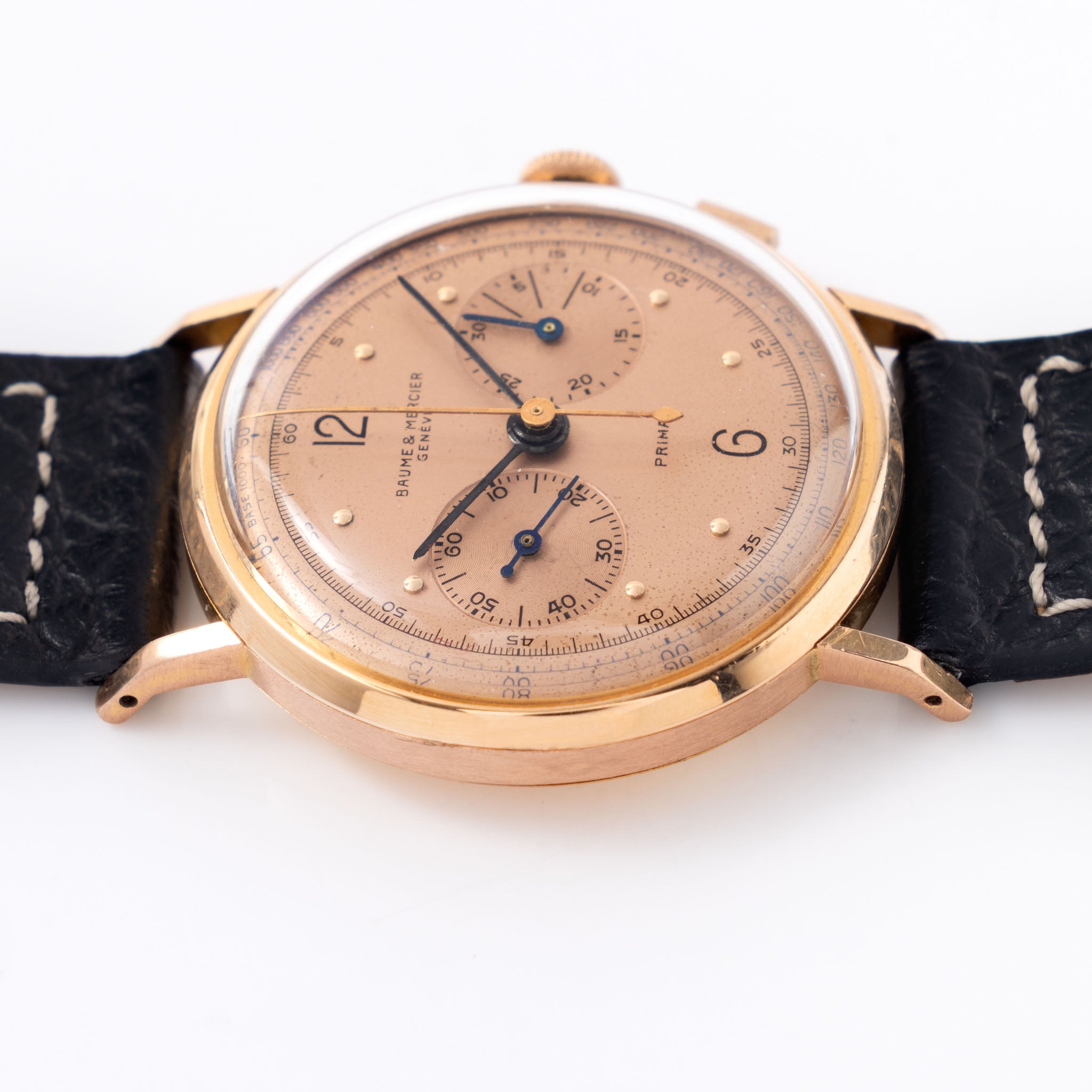 Baume & Mercier 18k Rose gold Chronograph Salmon dial Valjoux cal. 69
